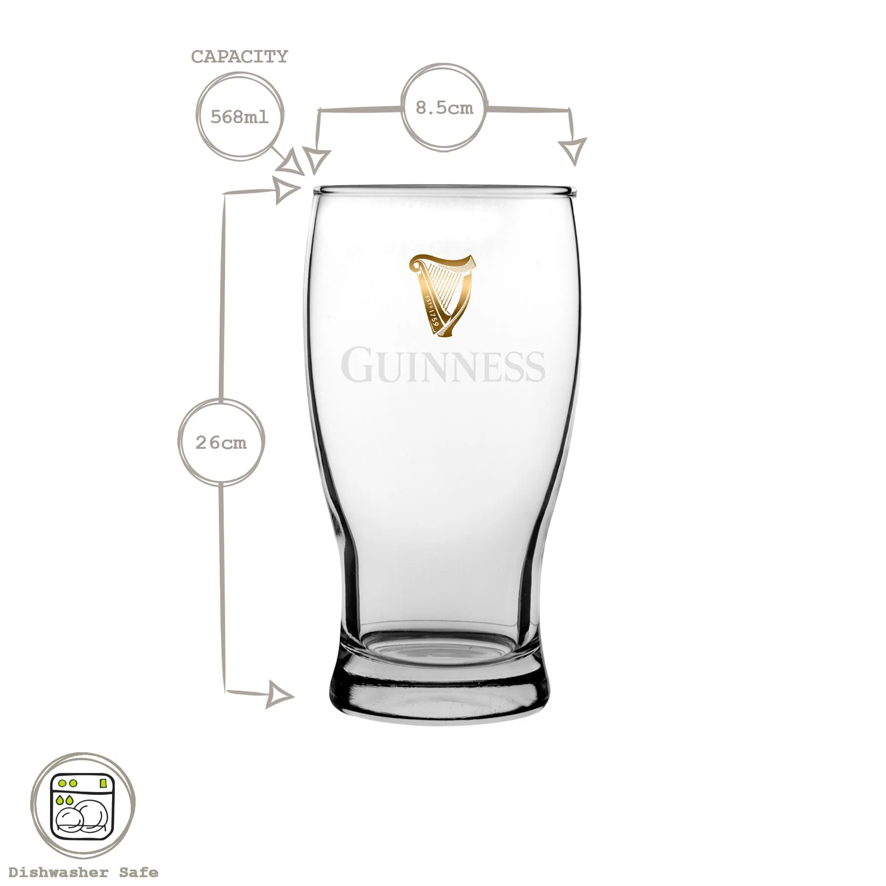 Guinness Pint Glasses - 568ml (20oz) - Pack of 24 3 Guinness Pint Glasses - 568ml (20oz) - Pack of 24