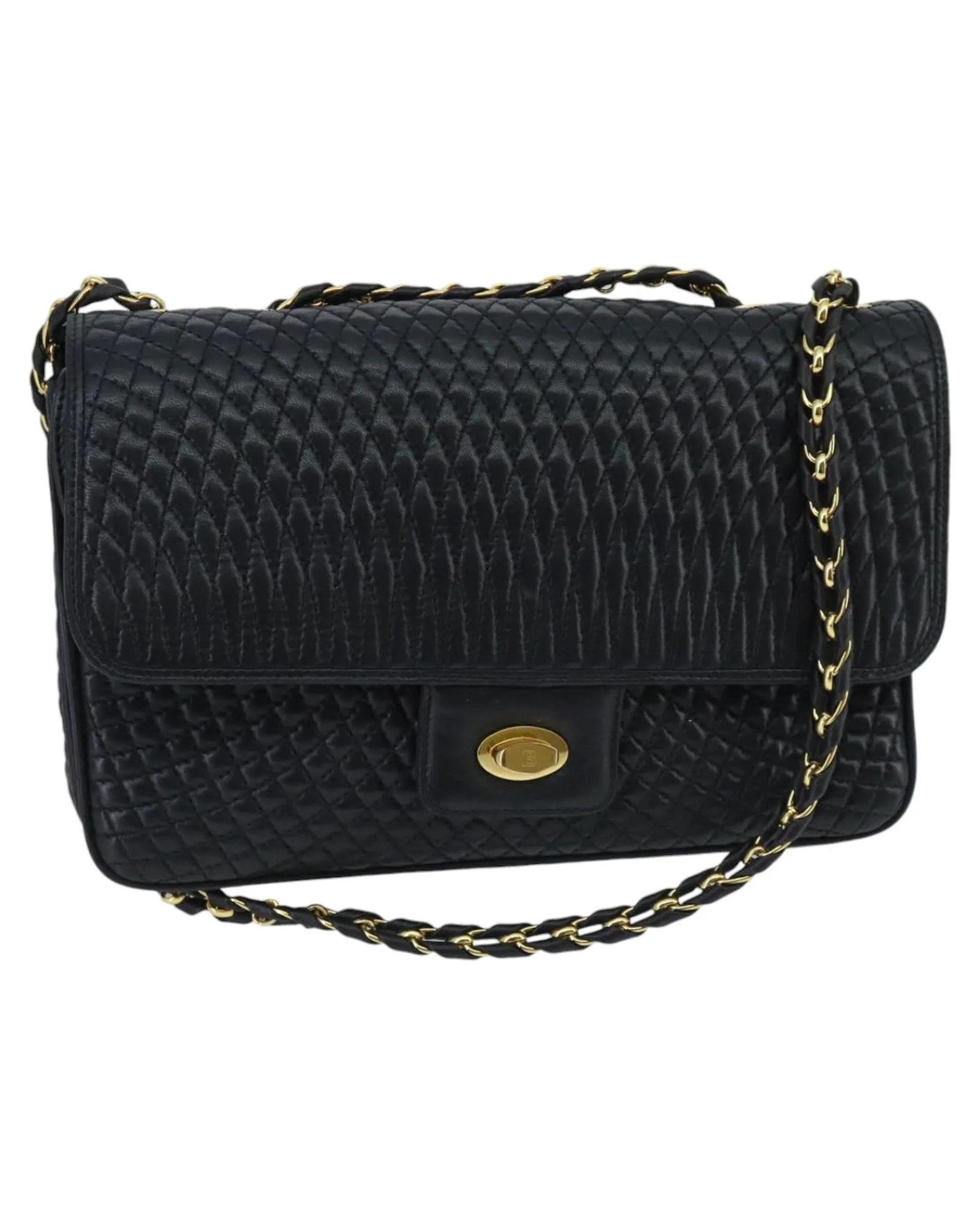 Preloved Quilted Leather Chain Shoulder Bag- Black 1 Preloved Quilted Leather Chain Shoulder Bag- Black