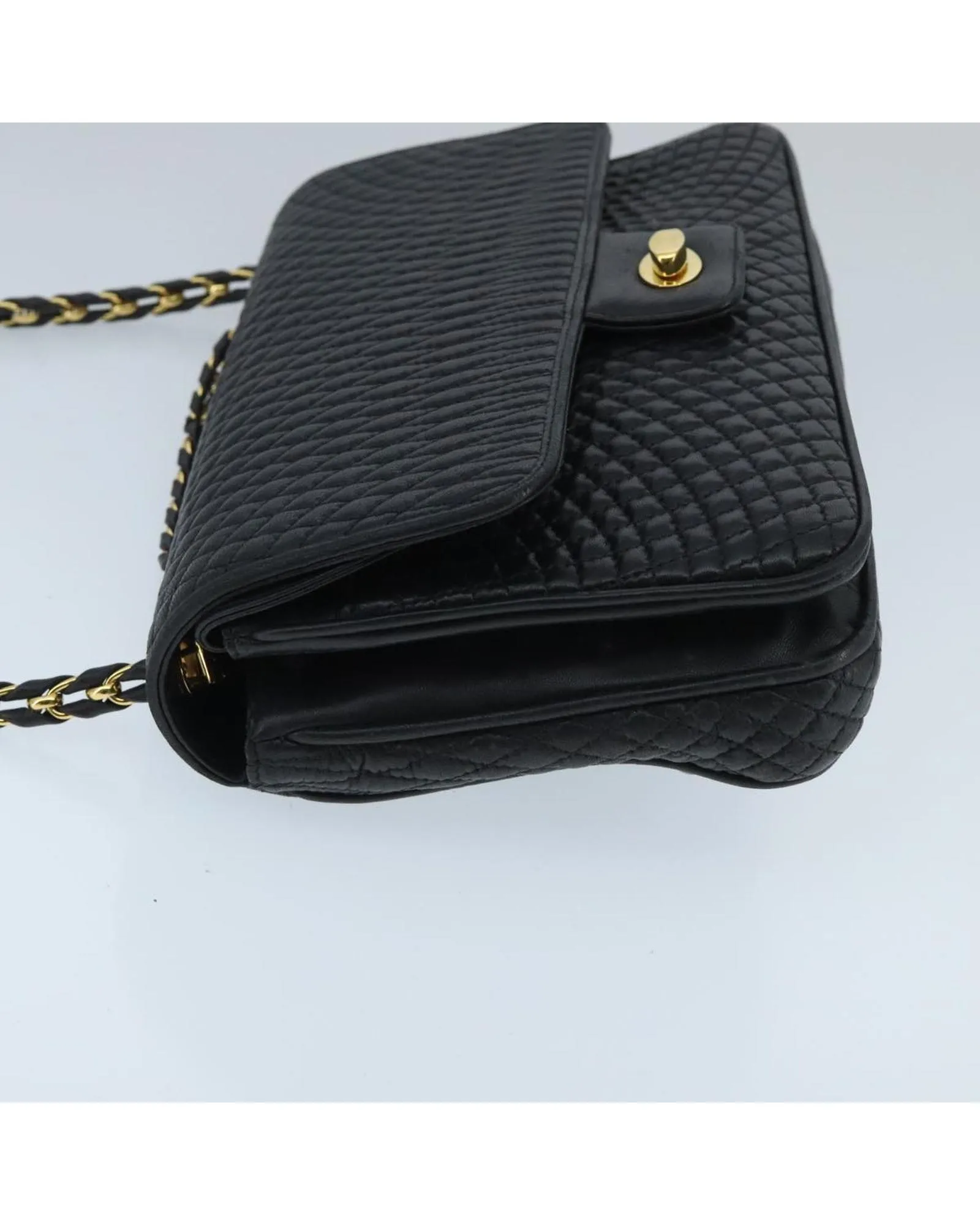 Preloved Quilted Leather Chain Shoulder Bag- Black 3 Preloved Quilted Leather Chain Shoulder Bag- Black