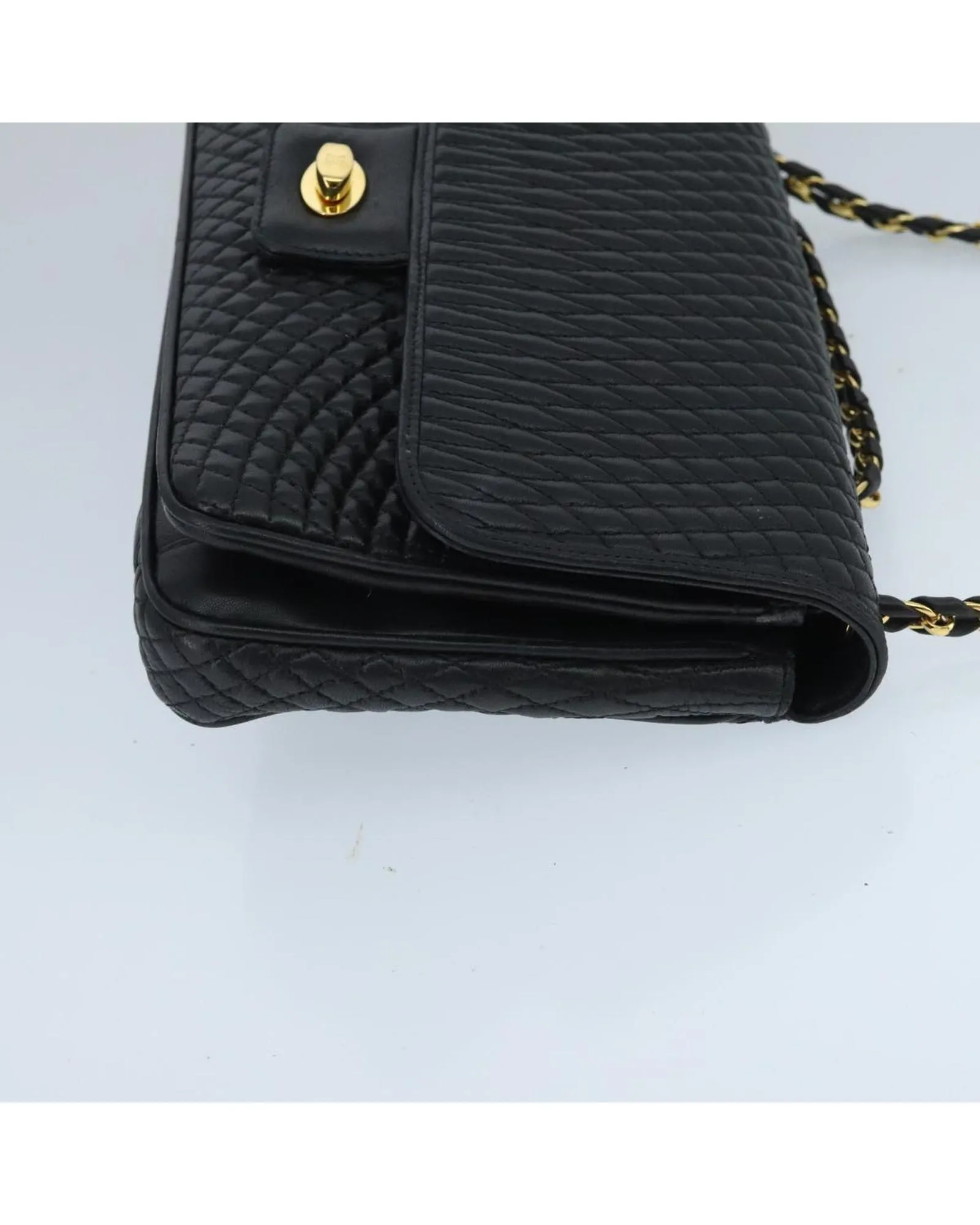 Preloved Quilted Leather Chain Shoulder Bag- Black 5 Preloved Quilted Leather Chain Shoulder Bag- Black