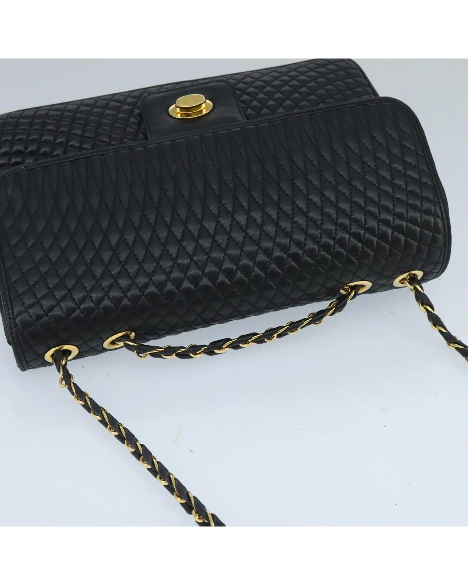 Preloved Quilted Leather Chain Shoulder Bag- Black 7 Preloved Quilted Leather Chain Shoulder Bag- Black