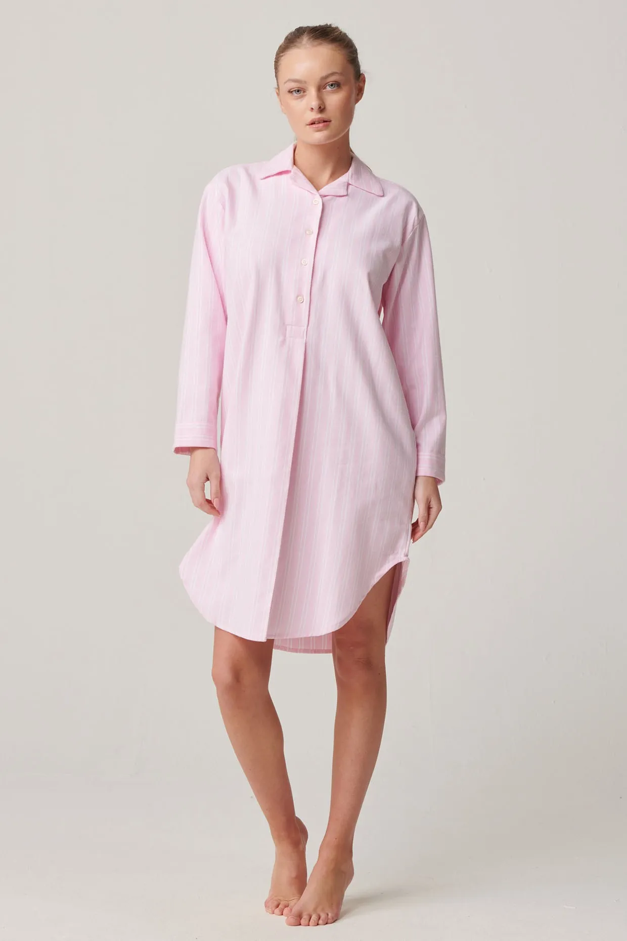 Westwood Pink Stripe Brushed Cotton Nightshirt 1 Westwood Pink Stripe Brushed Cotton Nightshirt