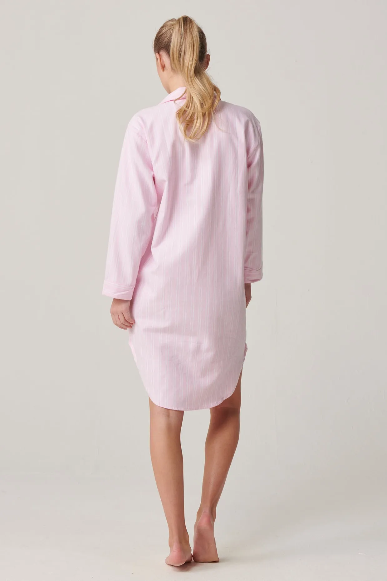 Westwood Pink Stripe Brushed Cotton Nightshirt 3 Westwood Pink Stripe Brushed Cotton Nightshirt