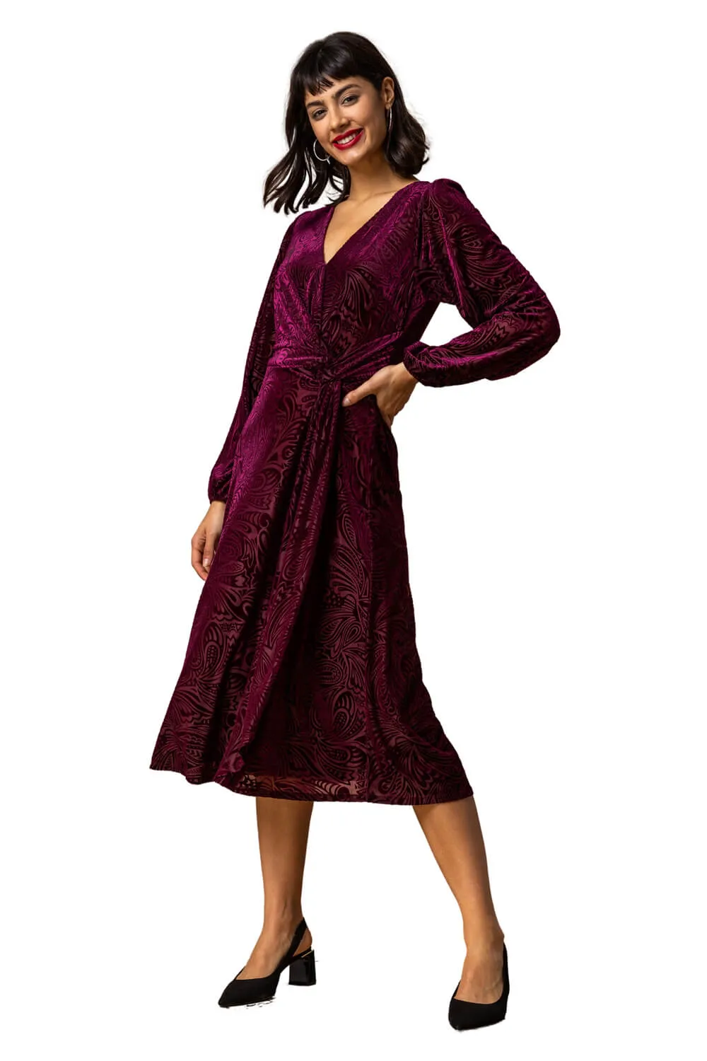 Baroque Print Burnout Dress