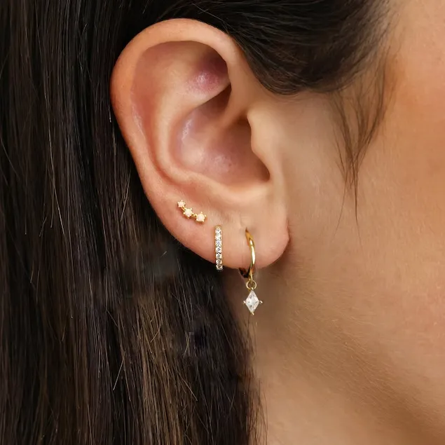 Tiny Diamond April Birthstone Climber Stud Earrings 2 Tiny Diamond April Birthstone Climber Stud Earrings