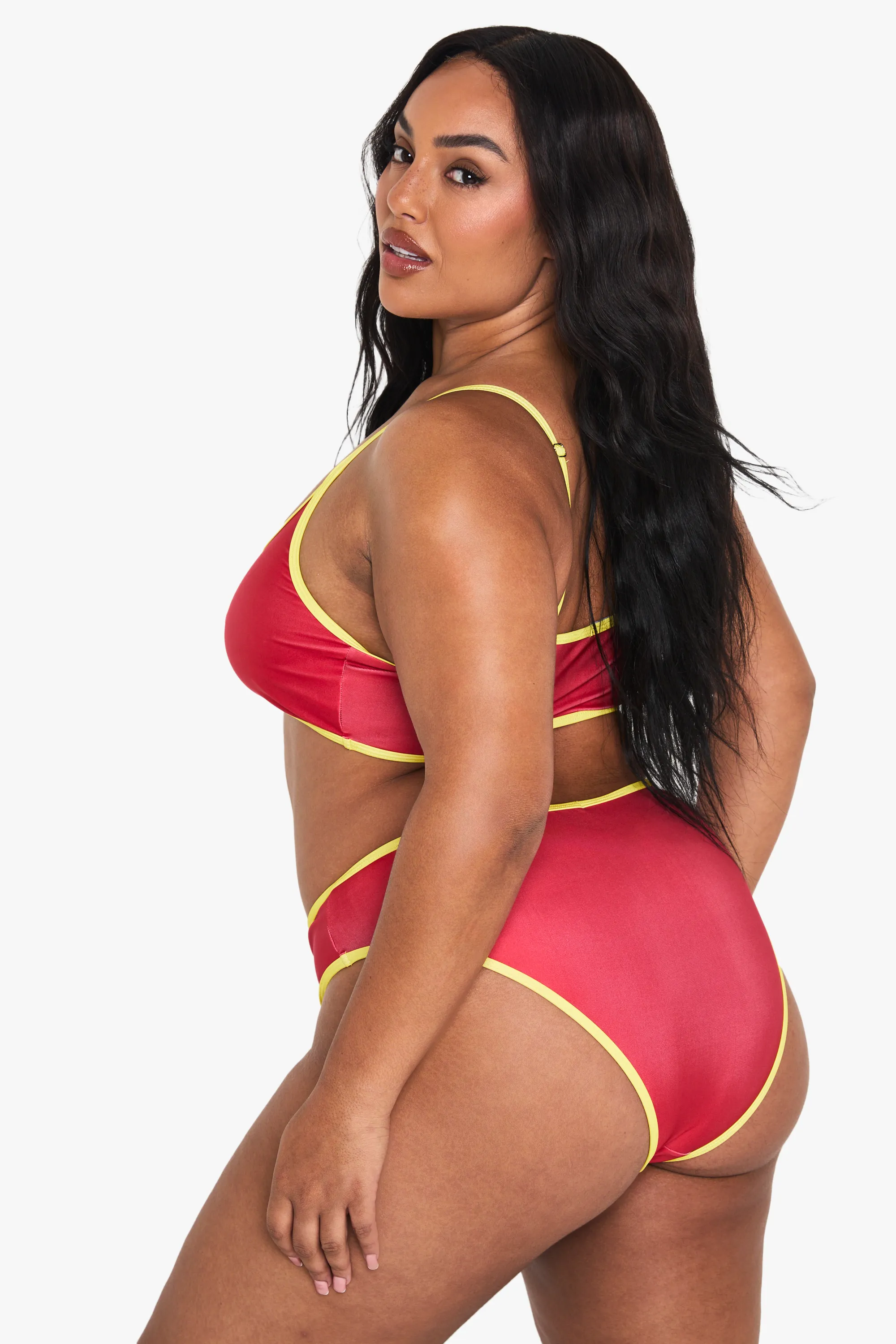 PLUS CONTRAST BINDING HIGH WAIST BIKINI SET 2 PLUS CONTRAST BINDING HIGH WAIST BIKINI SET