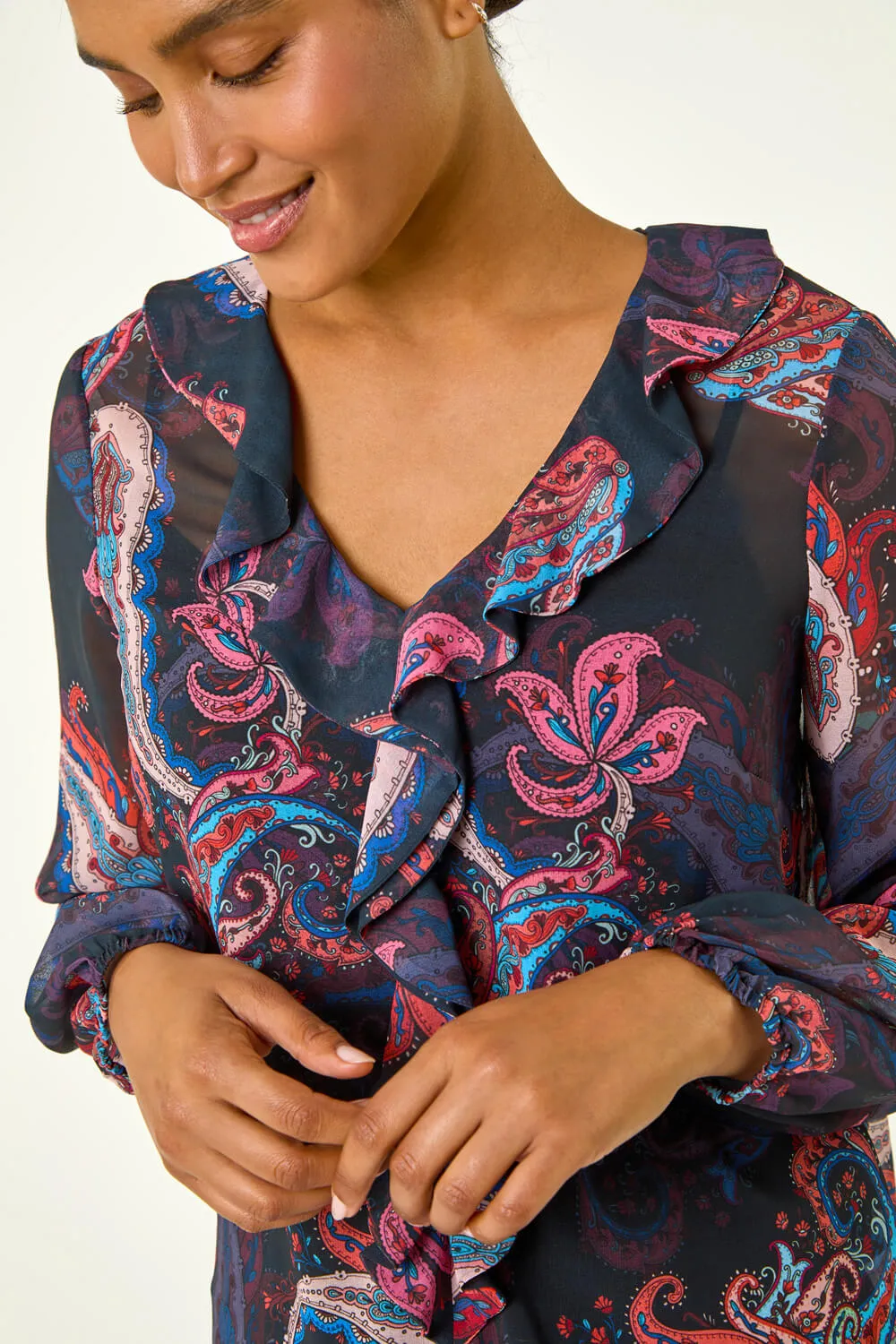 Paisley Print Frill Top 2 Paisley Print Frill Top