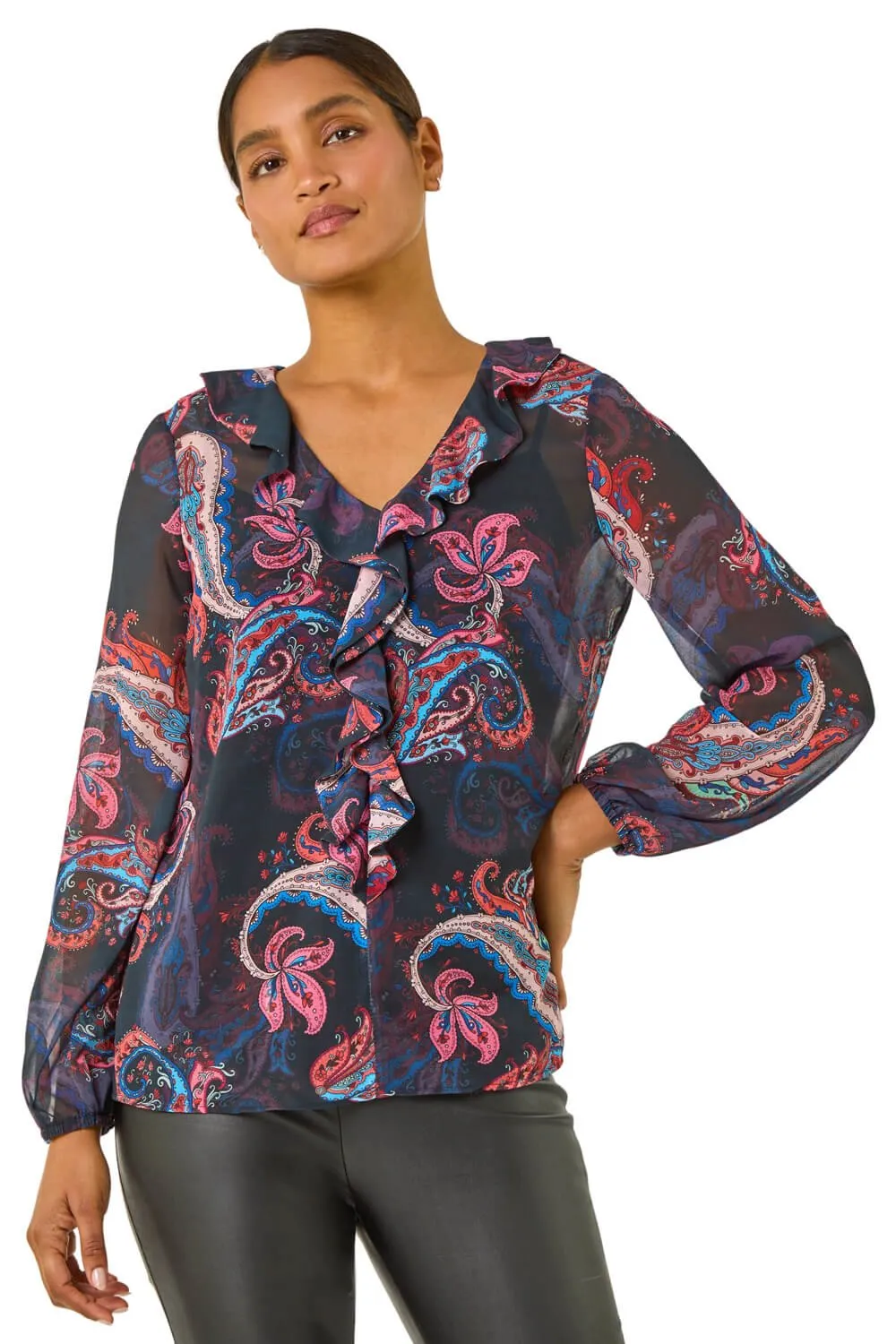 Paisley Print Frill Top 3 Paisley Print Frill Top