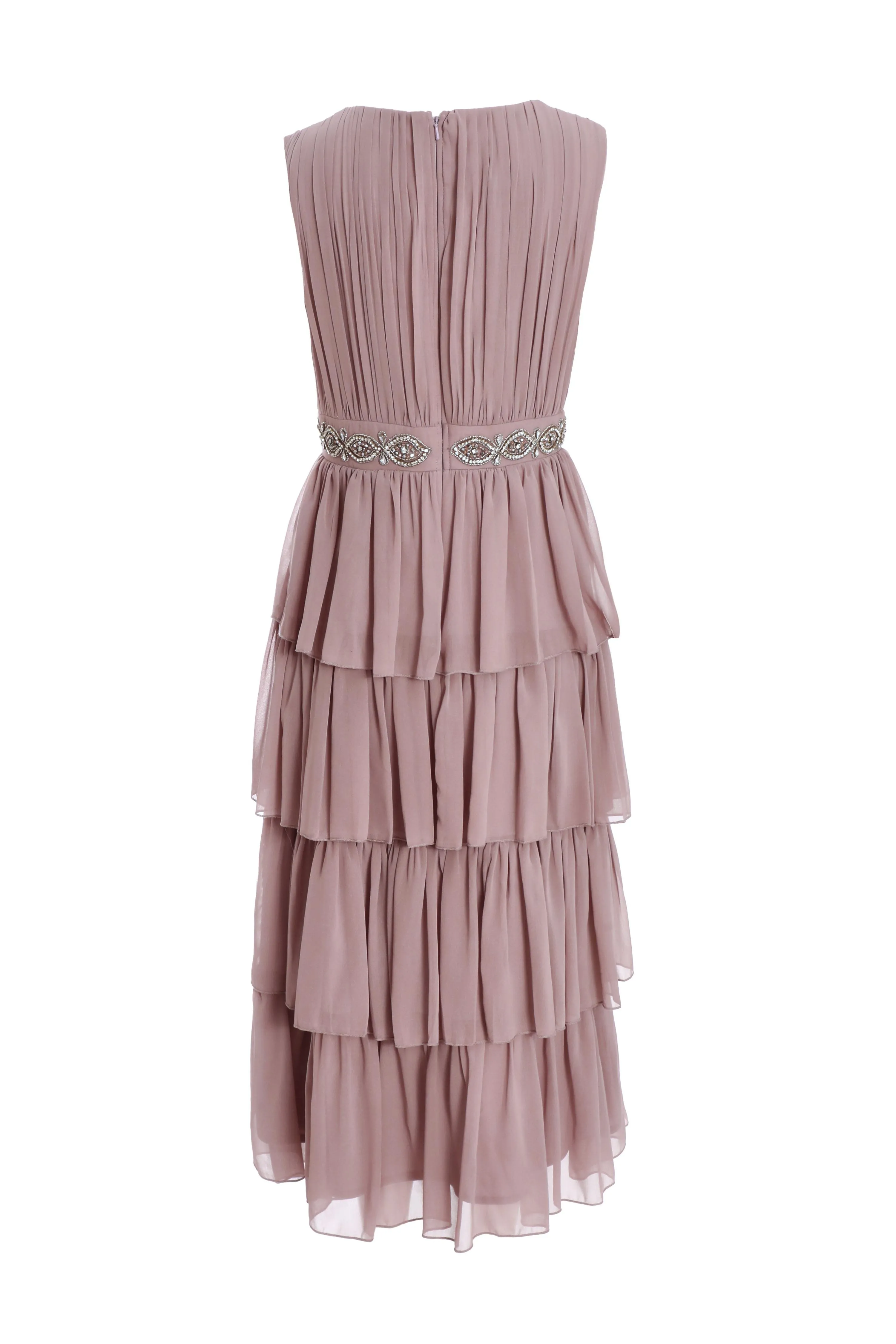Pink Chiffon Tiered Midi Dress 4 Pink Chiffon Tiered Midi Dress