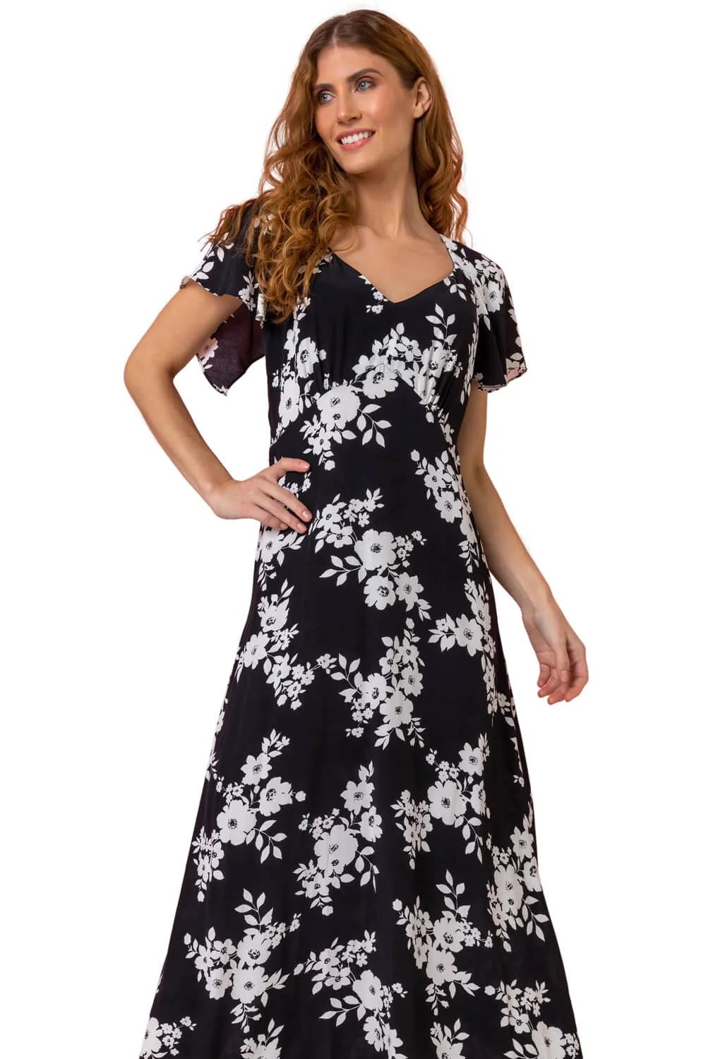 Floral Print Back Detail Maxi Dress 1 Floral Print Back Detail Maxi Dress