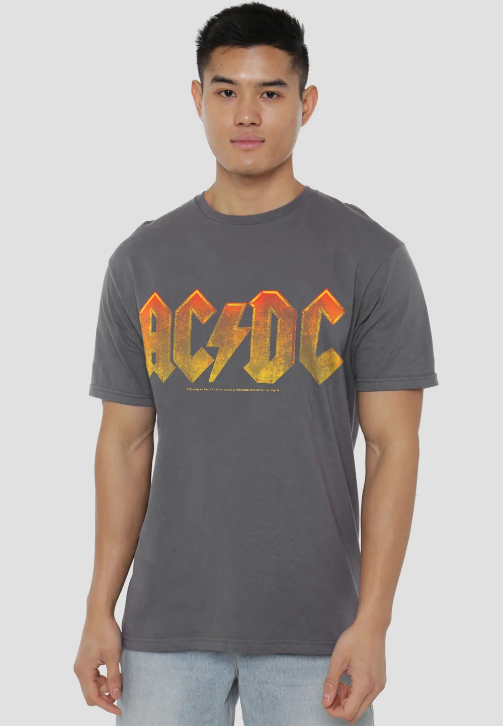 AC/DC Gradient Logo Unisex T Shirt, Charcoal 1 AC/DC Gradient Logo Unisex T Shirt, Charcoal