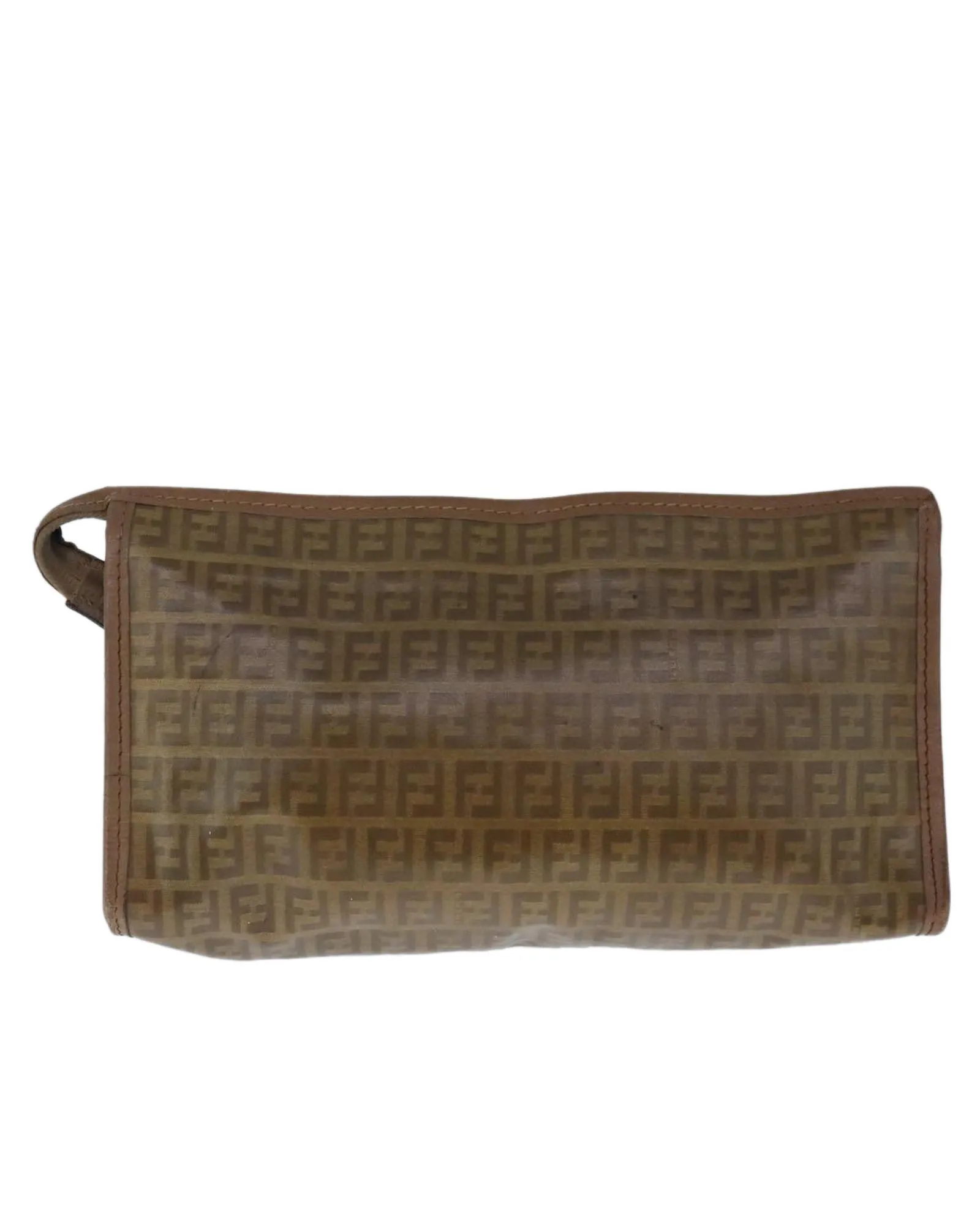 PrelovedFF Logo Cosmetic Travel Bag- Brown Clutches 2 PrelovedFF Logo Cosmetic Travel Bag- Brown Clutches