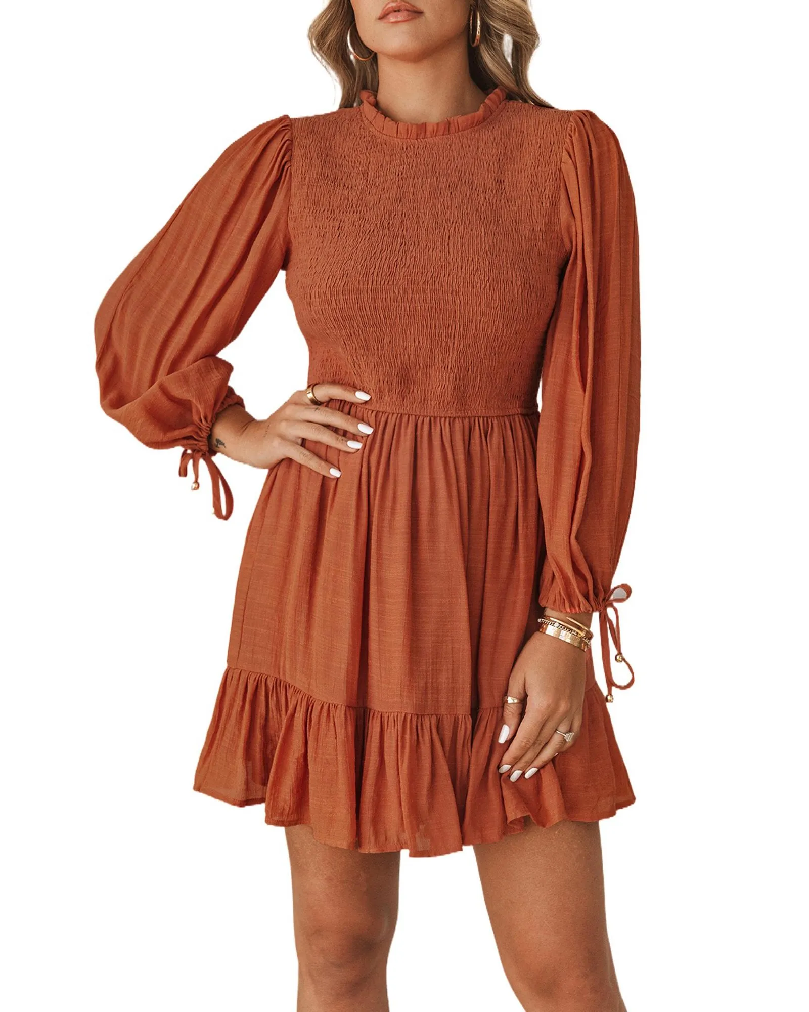 Puff Sleeve Ruffle Dress 1 Puff Sleeve Ruffle Dress