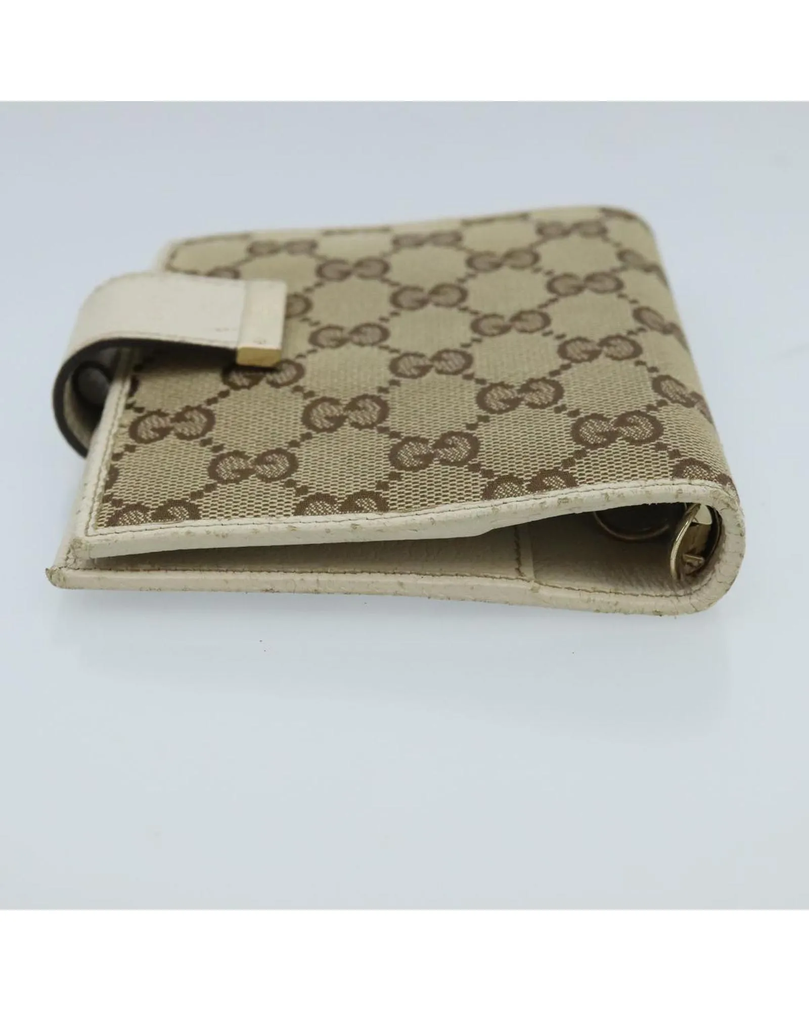 Preloved GG Canvas Leather Wallet Unisex - Beige Gart Cover 3 Preloved GG Canvas Leather Wallet Unisex - Beige Gart Cover
