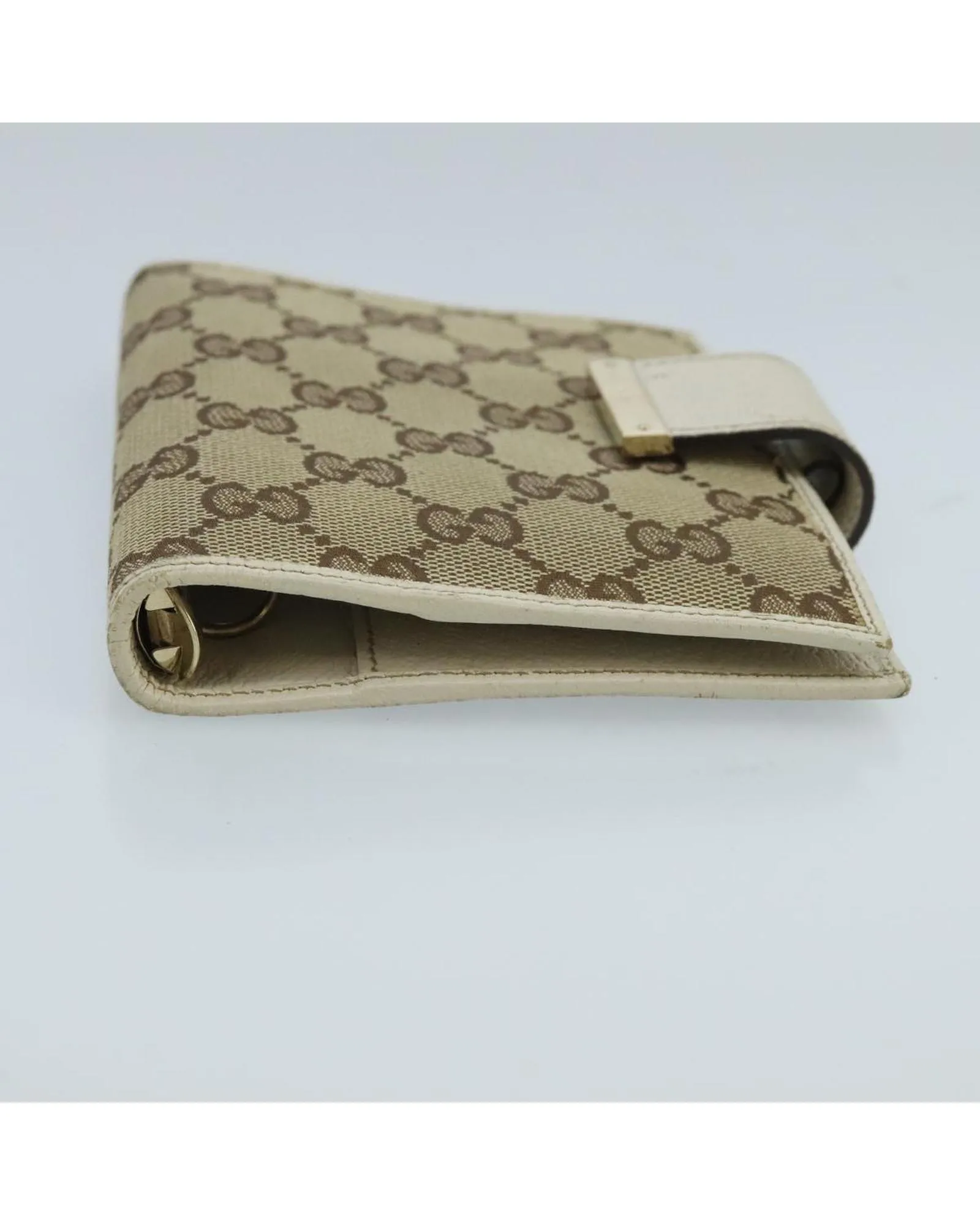 Preloved GG Canvas Leather Wallet Unisex - Beige Gart Cover 6 Preloved GG Canvas Leather Wallet Unisex - Beige Gart Cover
