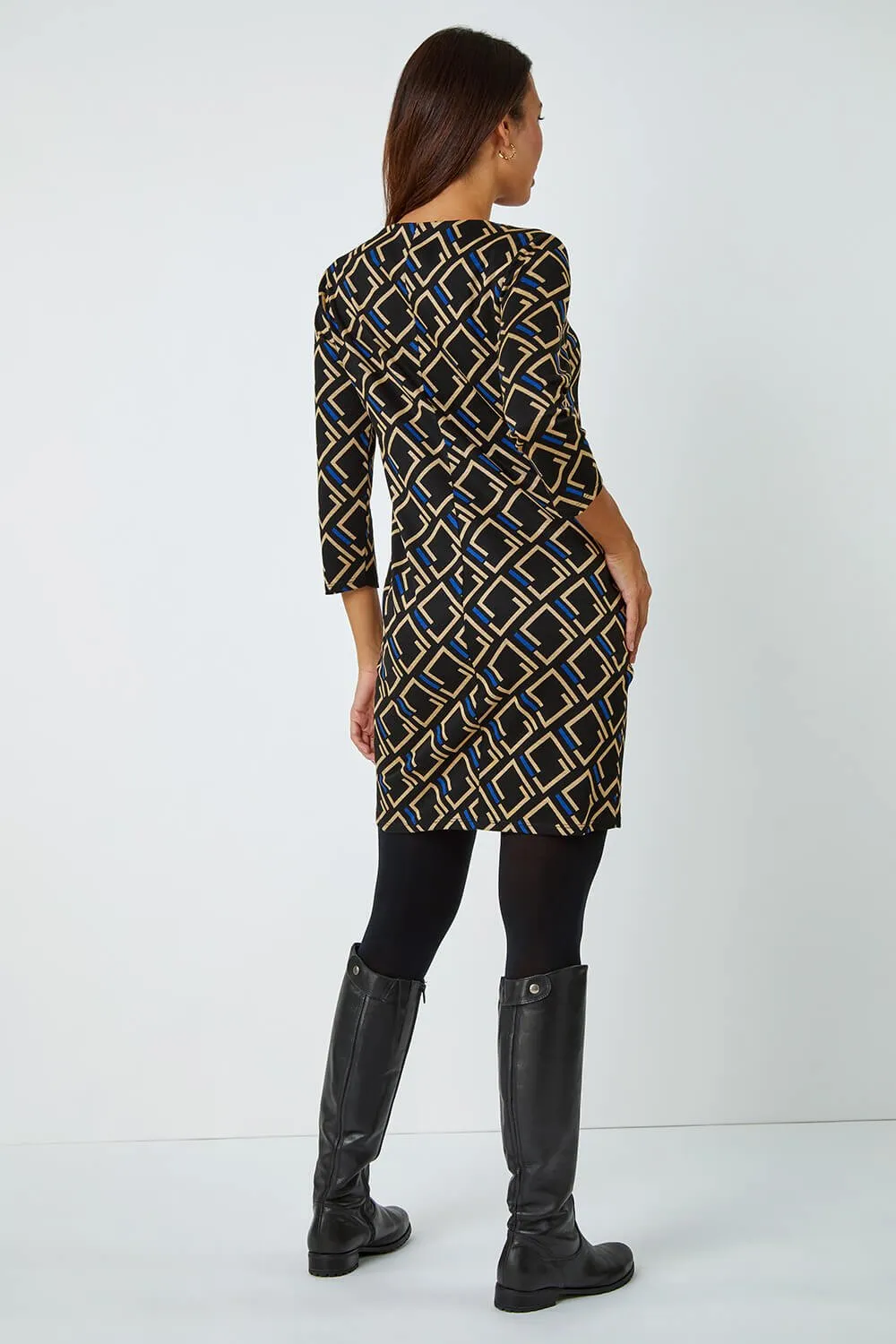 Geometric Print Shift Stretch Dress 3 Geometric Print Shift Stretch Dress
