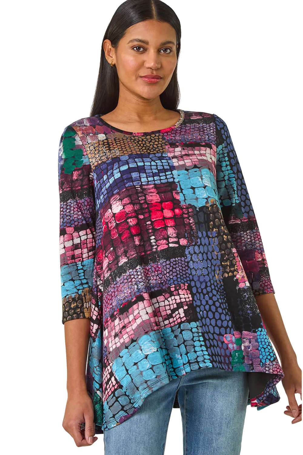 Abstract Print Asymmetric Tunic