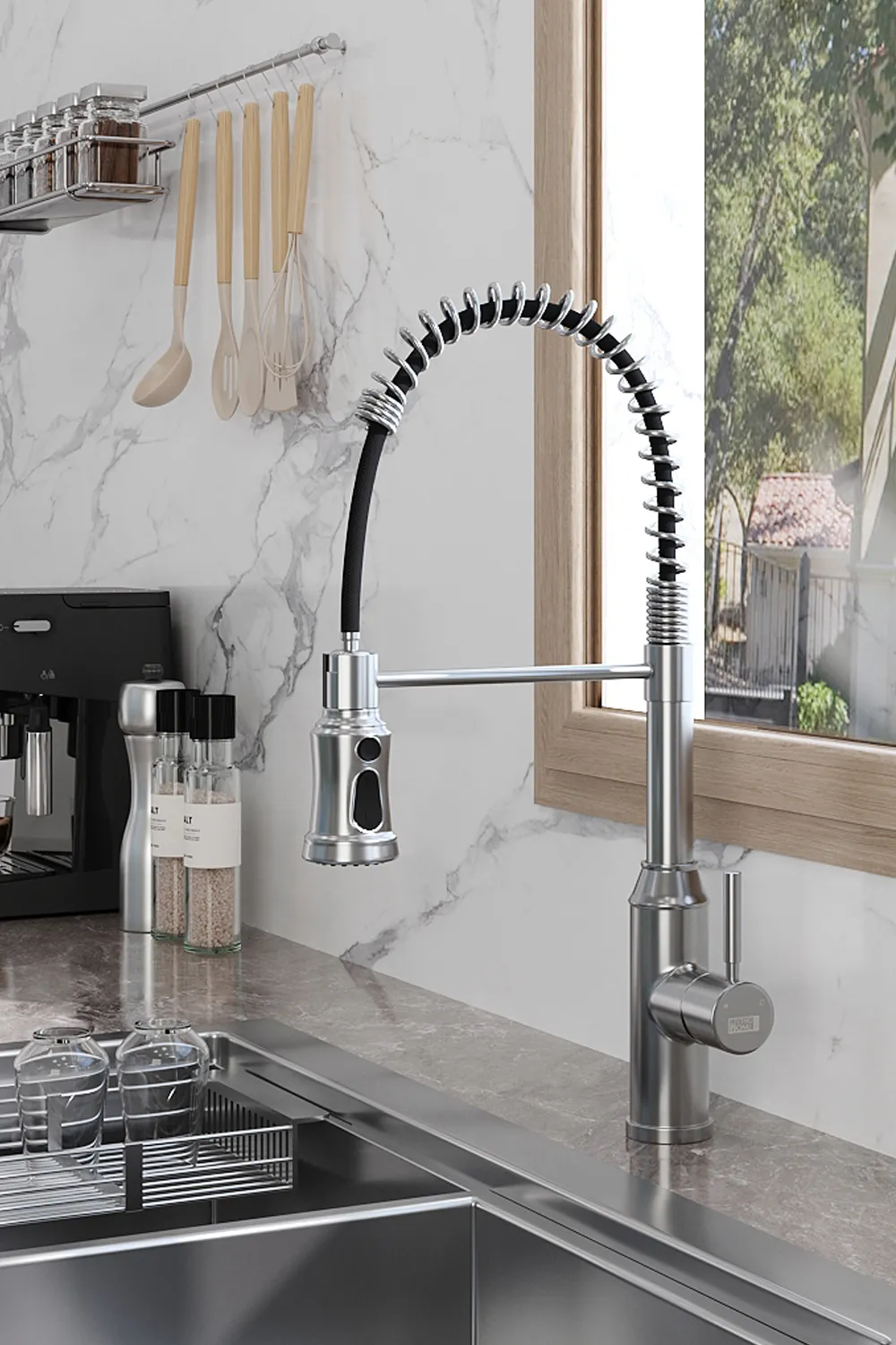 Kitchen Swivel Pulldown Faucet Sink Taps Sprayer with Pull-out Hose