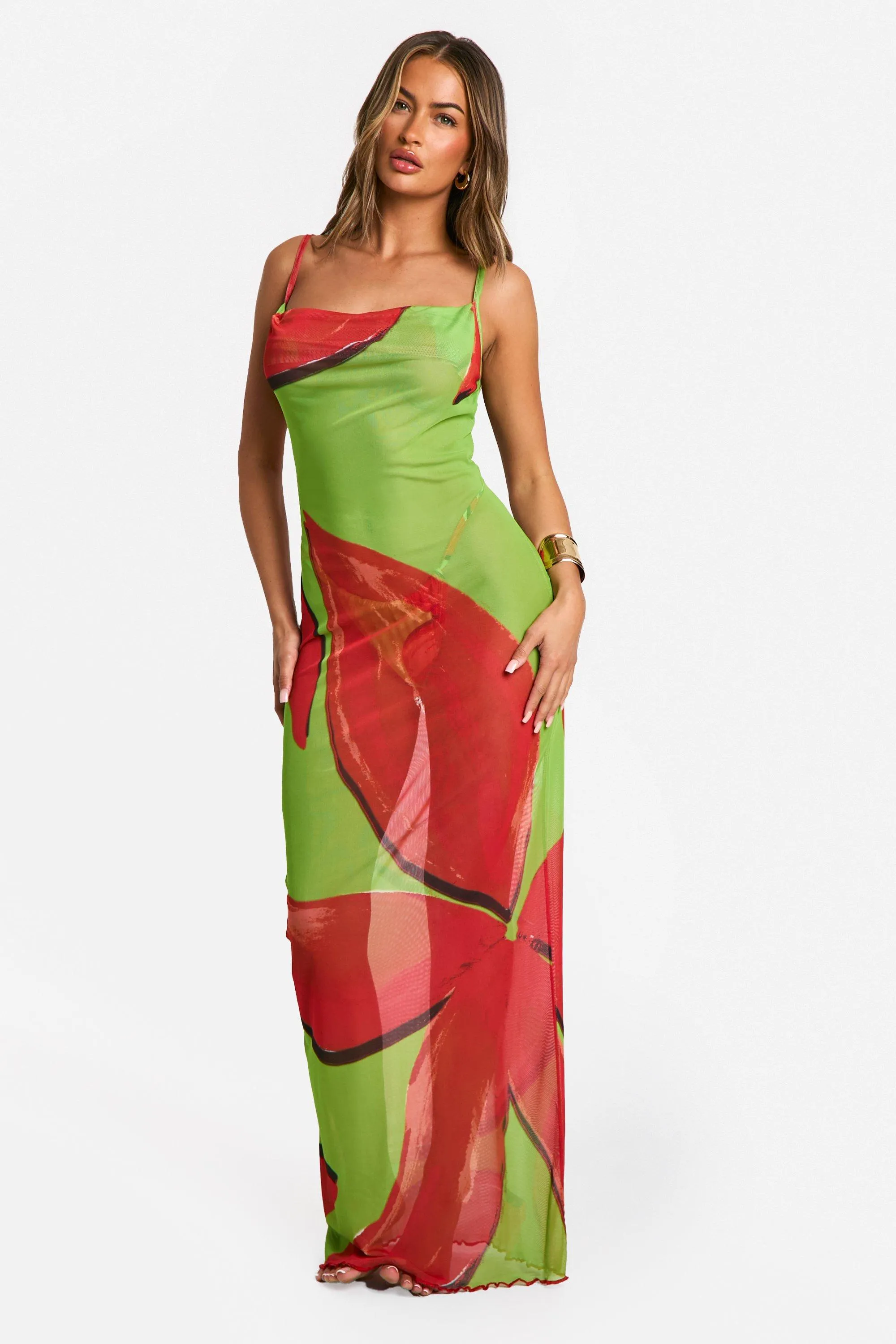 Floral Cowl Neck Maxi Beach Dress
