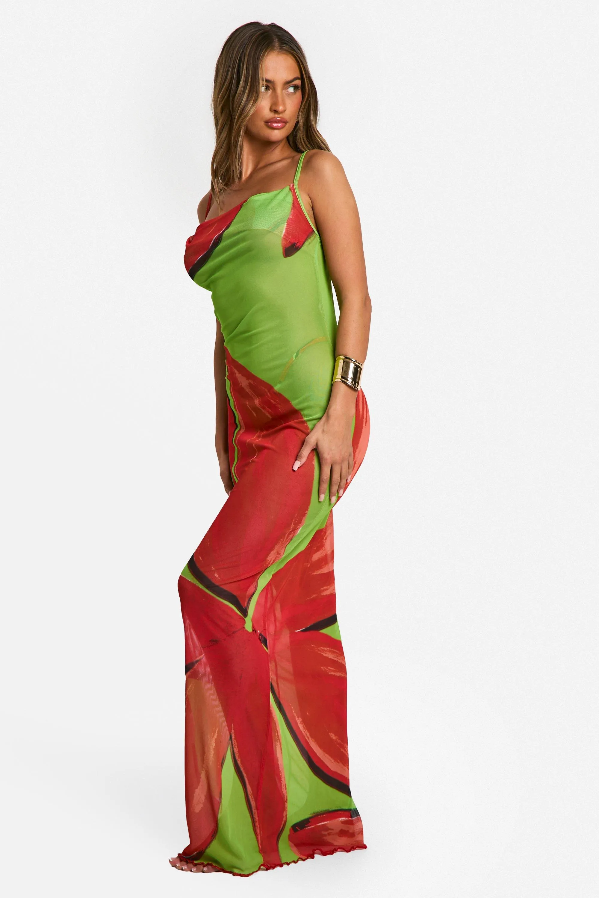 Floral Cowl Neck Maxi Beach Dress 3 Floral Cowl Neck Maxi Beach Dress