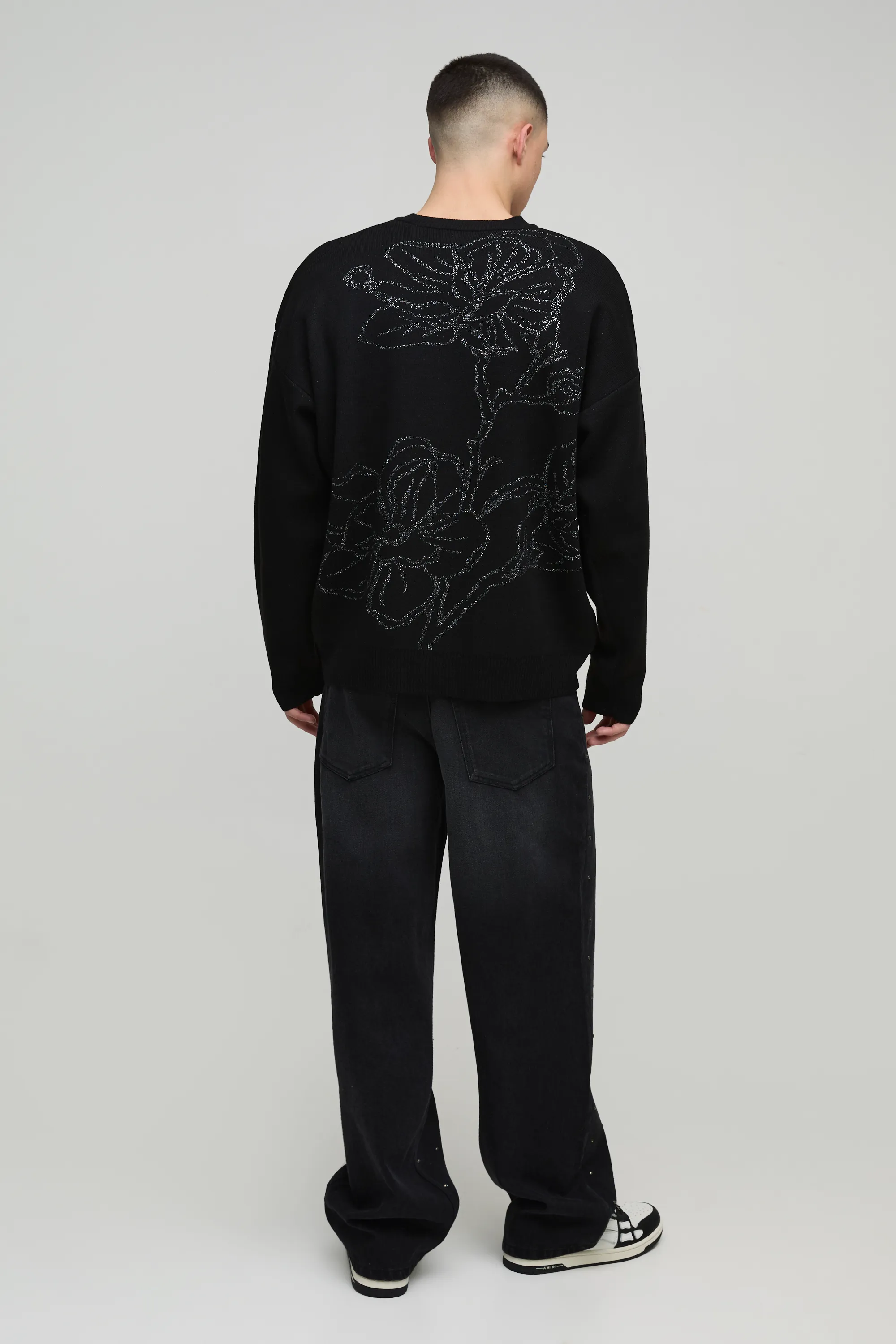 Oversized Glitter Floral Knitted Jumper 2 Oversized Glitter Floral Knitted Jumper