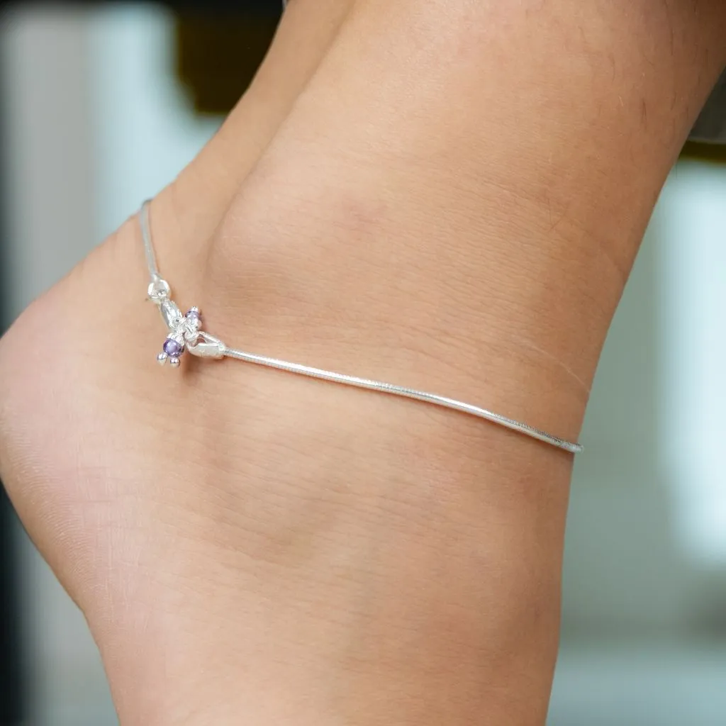 925 Silver Plain Rope Thin Chain Indian Payal Thin Anklet