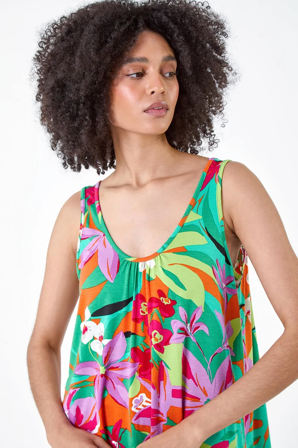 Tropical Print V-Neck Stretch Vest 4 Tropical Print V-Neck Stretch Vest