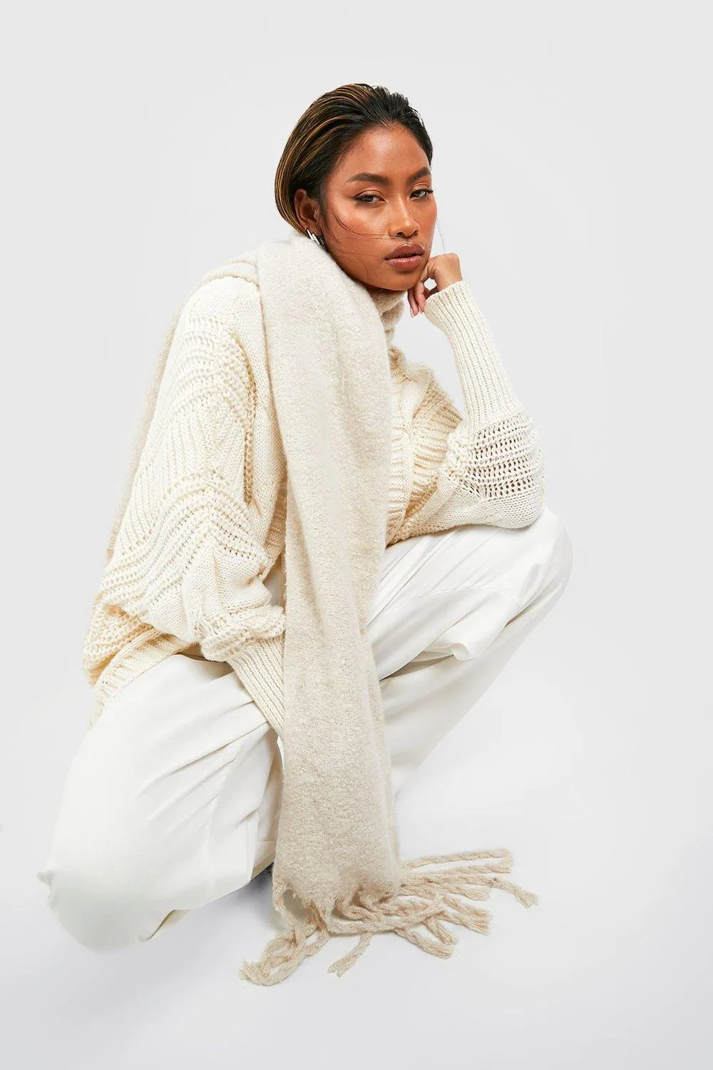 Chunky Soft Brush Fringe Scarf 2 Chunky Soft Brush Fringe Scarf