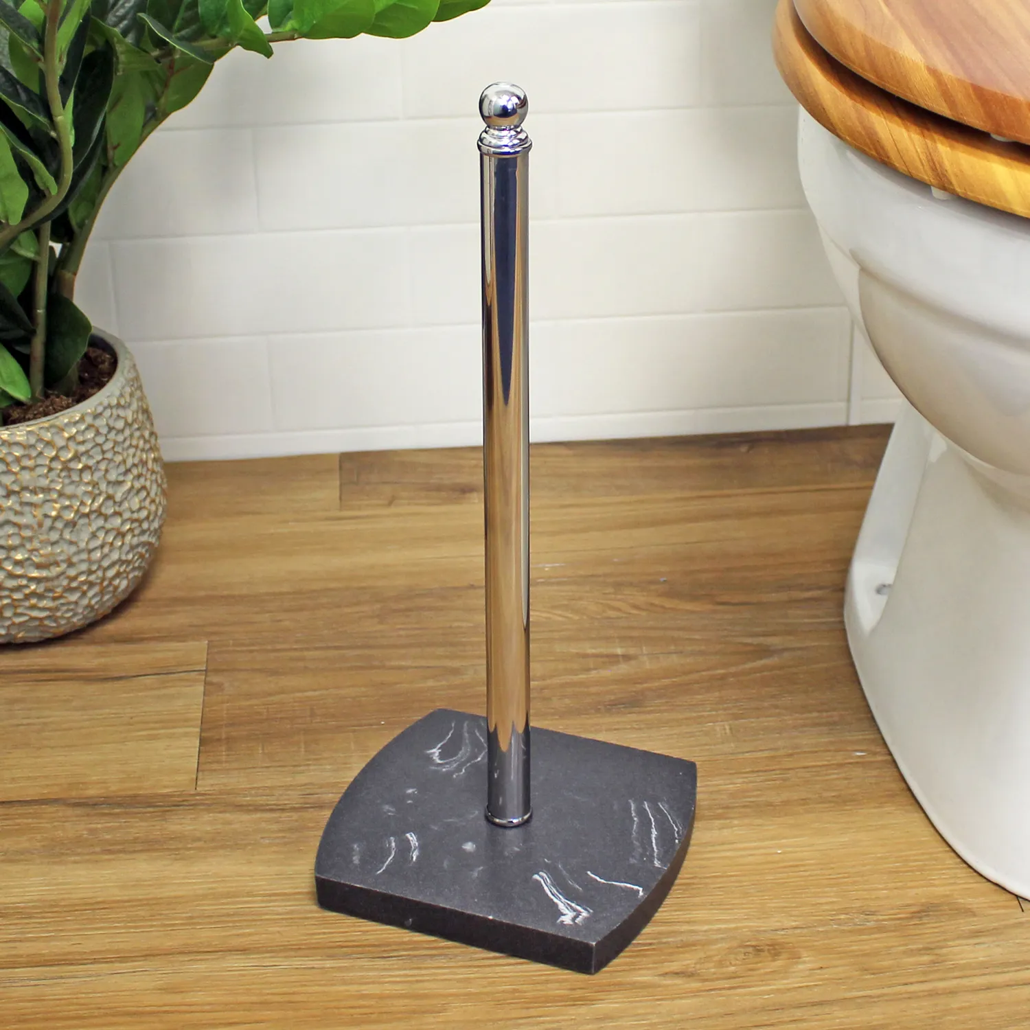 Octavia Grey Marble & Chrome Collection Spare Toilet Roll Holder