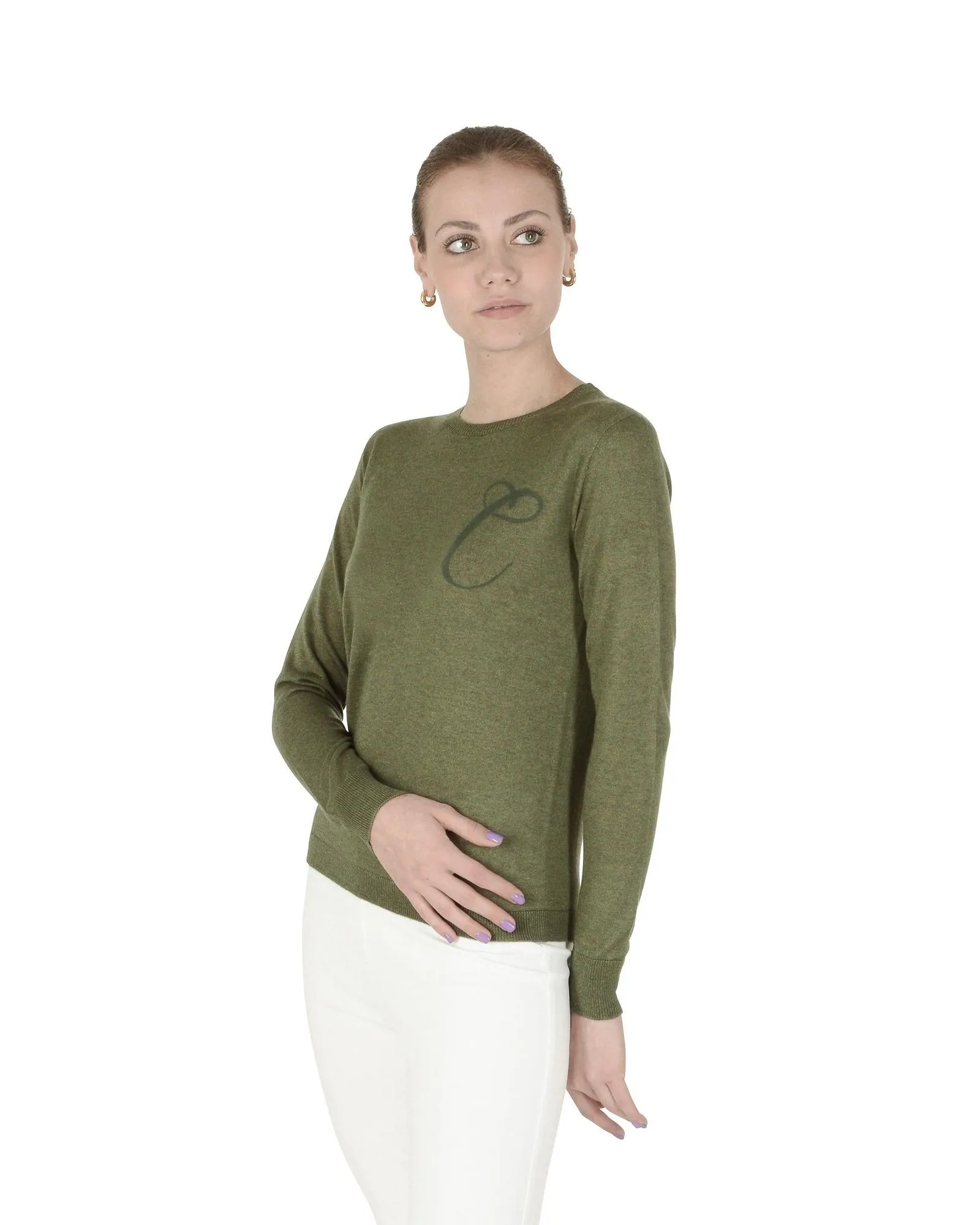 Cashmere Crew Neck Jumper Olive- Green Sweaters 3 Cashmere Crew Neck Jumper Olive- Green Sweaters
