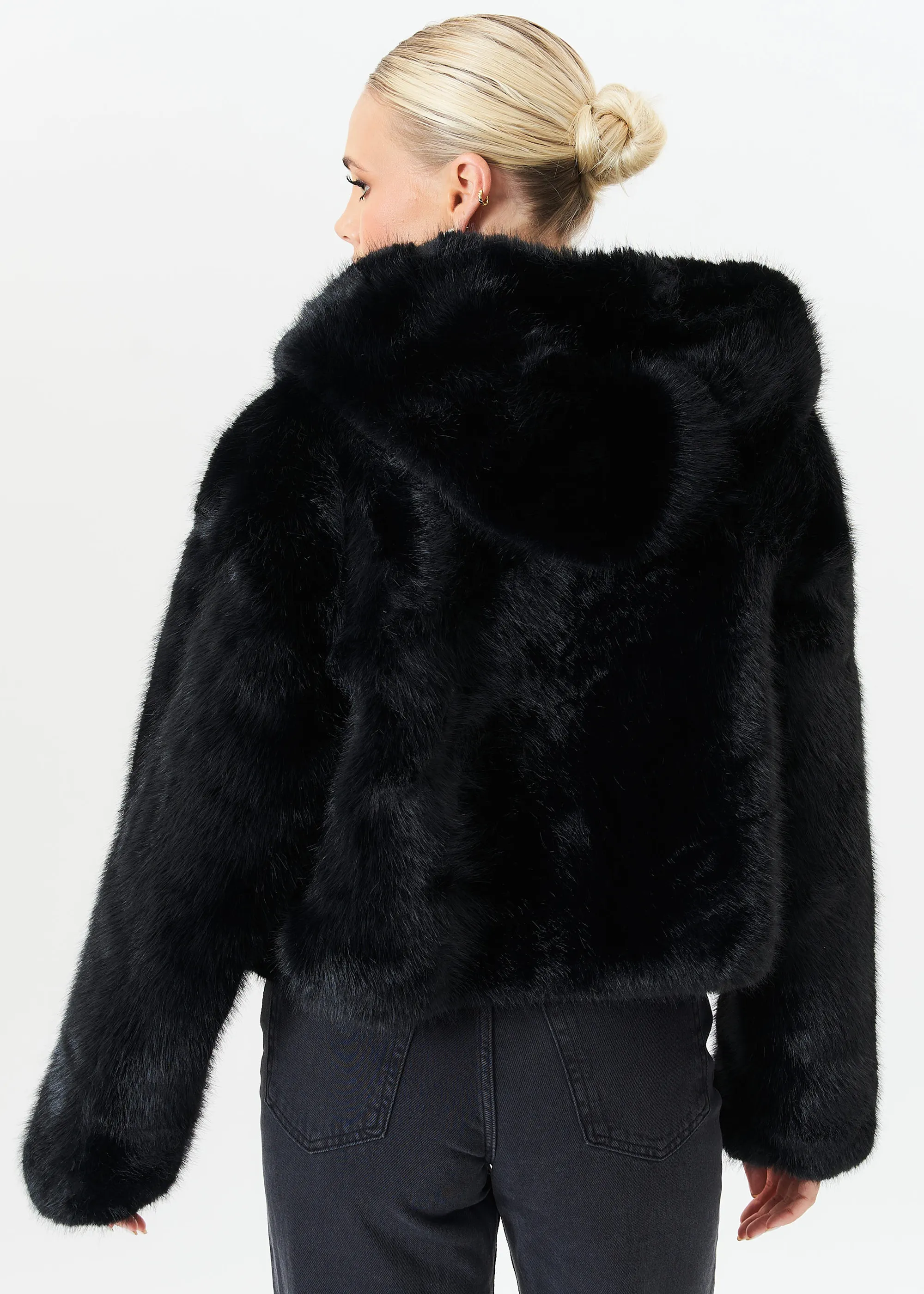 Black Zip Front Cropped Faux fur Jacket 4 Black Zip Front Cropped Faux fur Jacket