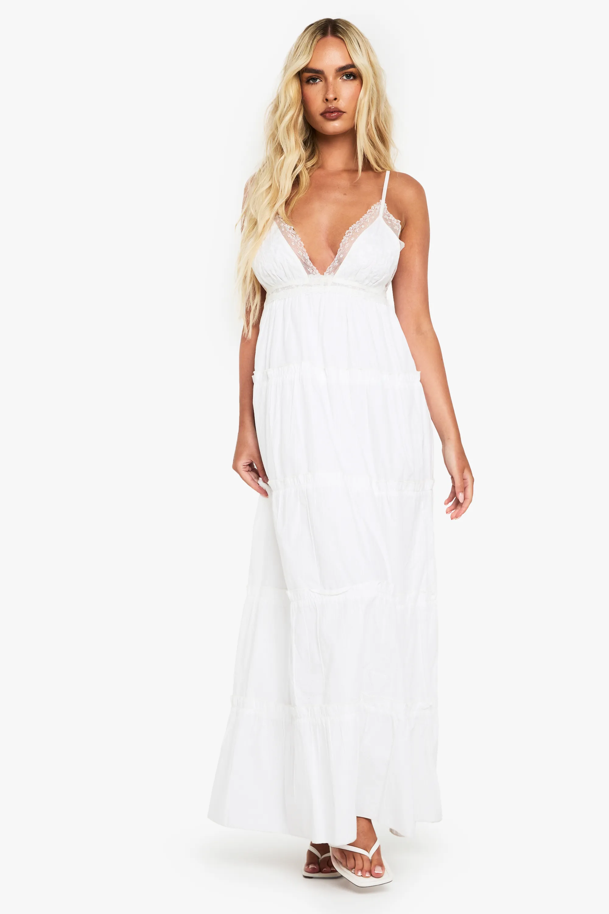 Embroidered Ruffle Cotton Maxi Dress