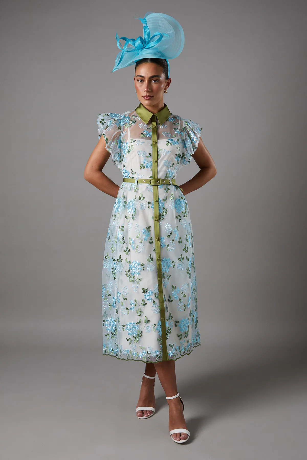 Embroidered Mesh Shirt Midi Dress 1 Embroidered Mesh Shirt Midi Dress