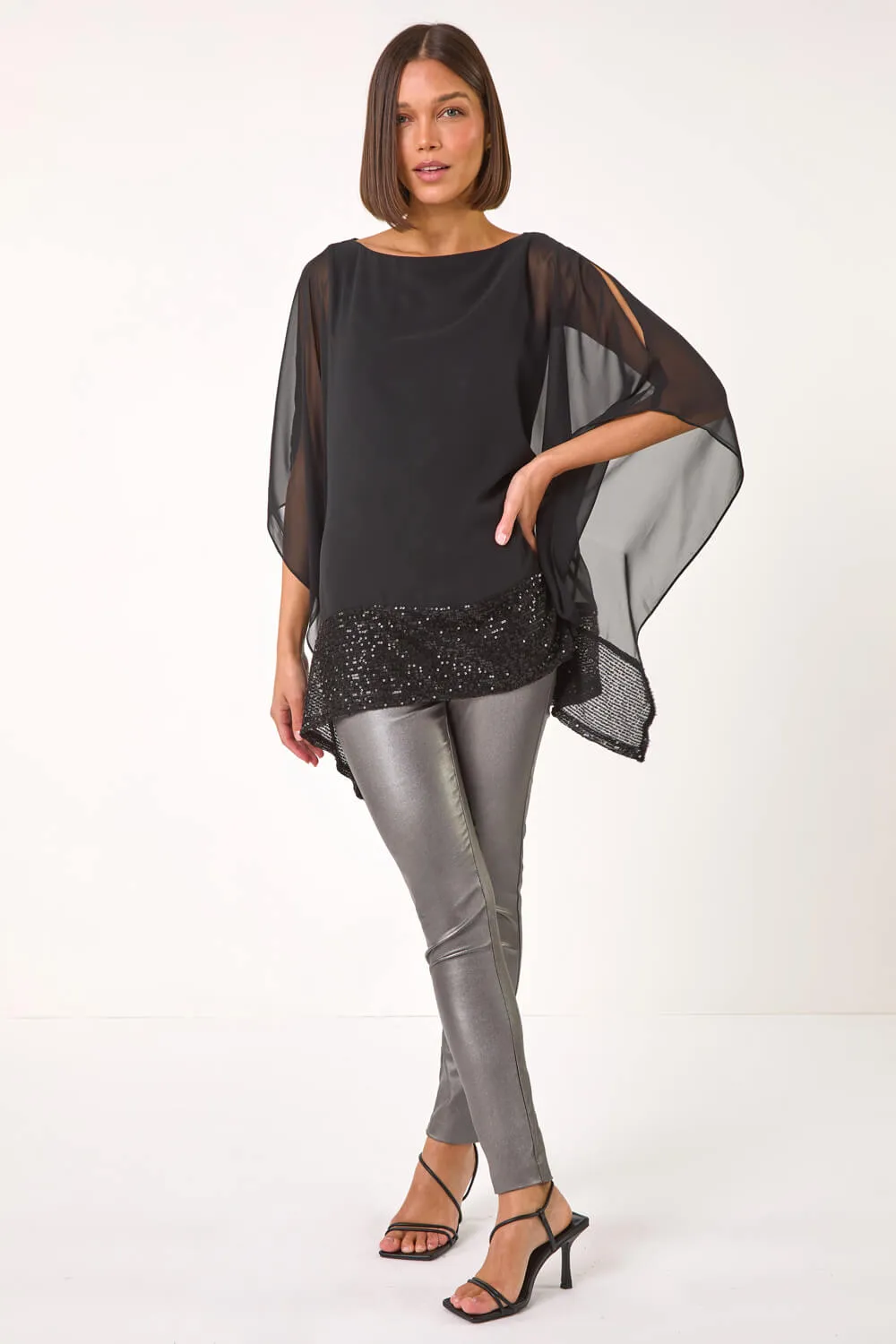 Sequin Hem Contrast Tunic Top 2 Sequin Hem Contrast Tunic Top