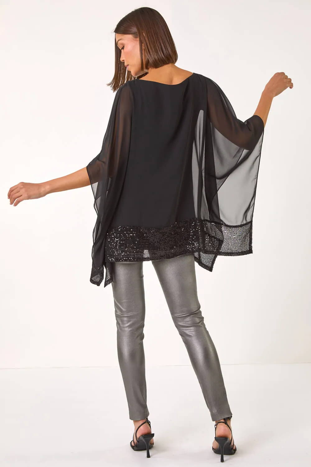 Sequin Hem Contrast Tunic Top 3 Sequin Hem Contrast Tunic Top