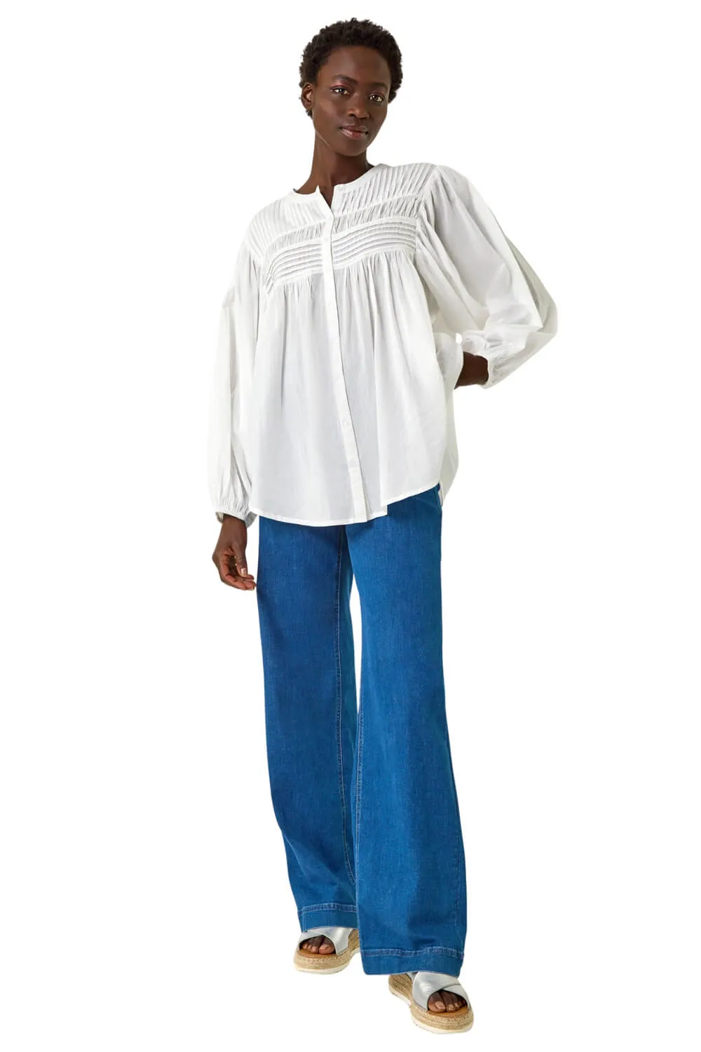 Pleat Detail Button Through Blouse 2 Pleat Detail Button Through Blouse