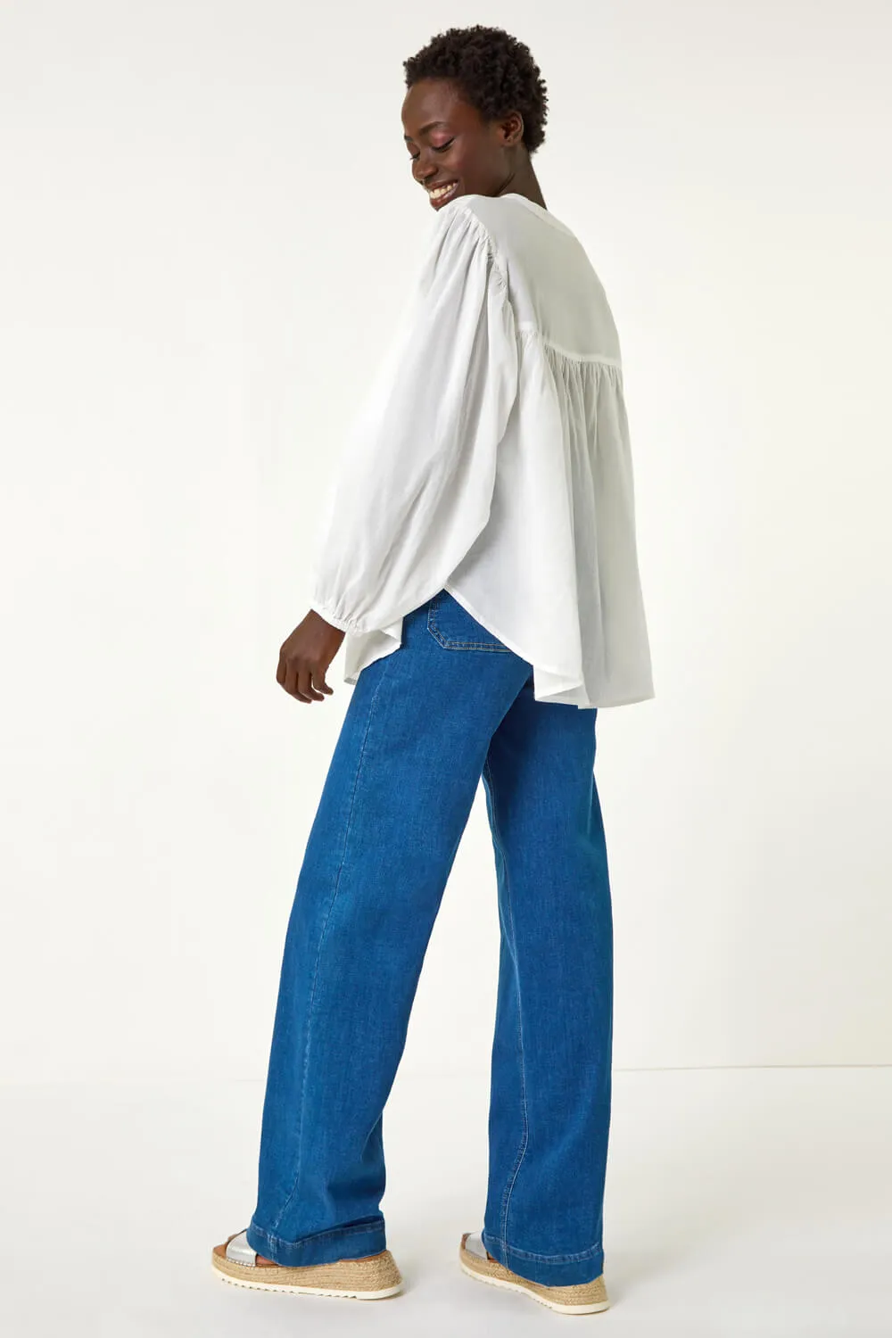 Pleat Detail Button Through Blouse 3 Pleat Detail Button Through Blouse