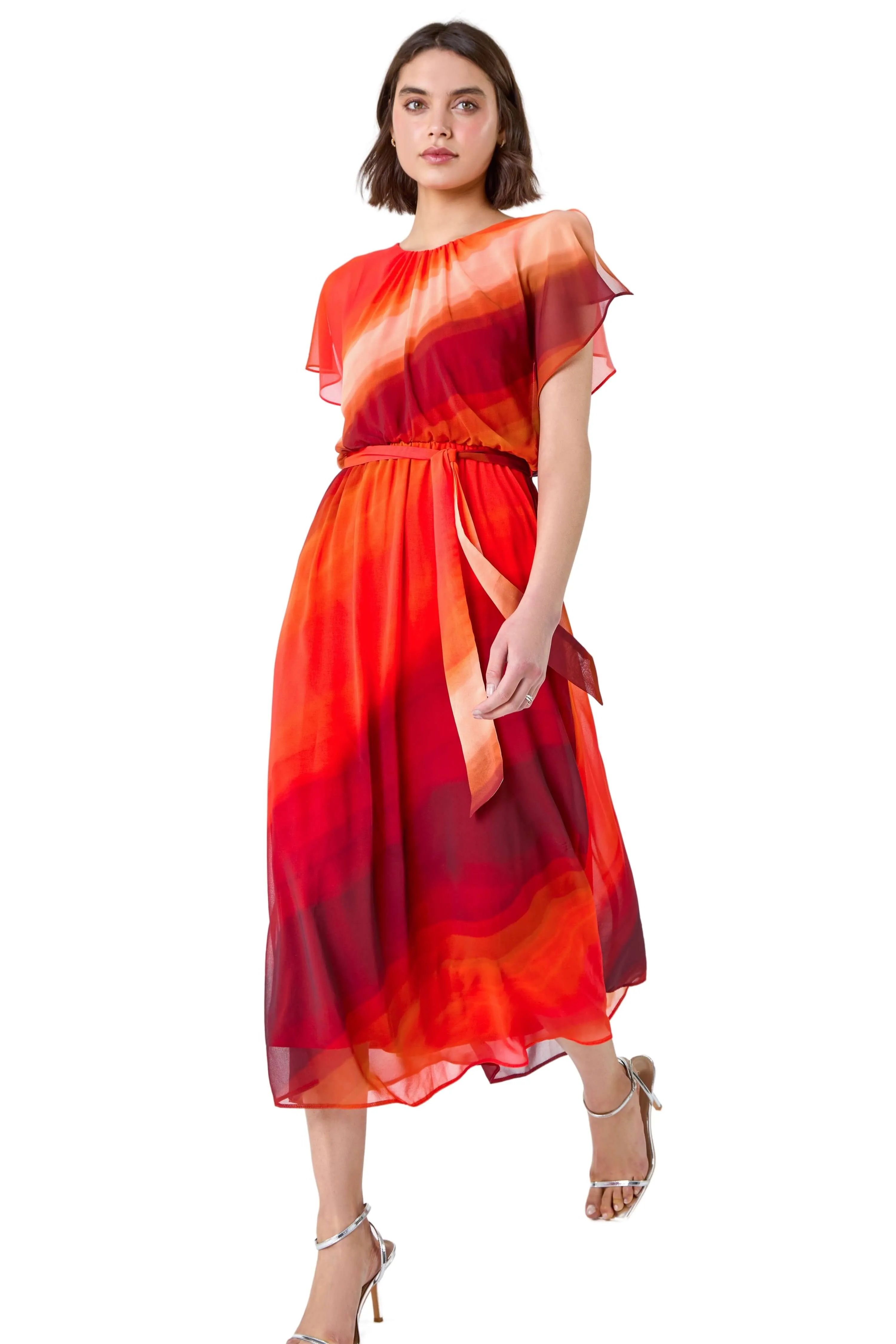 Ombre Cape Sleeve Midi Dress 1 Ombre Cape Sleeve Midi Dress