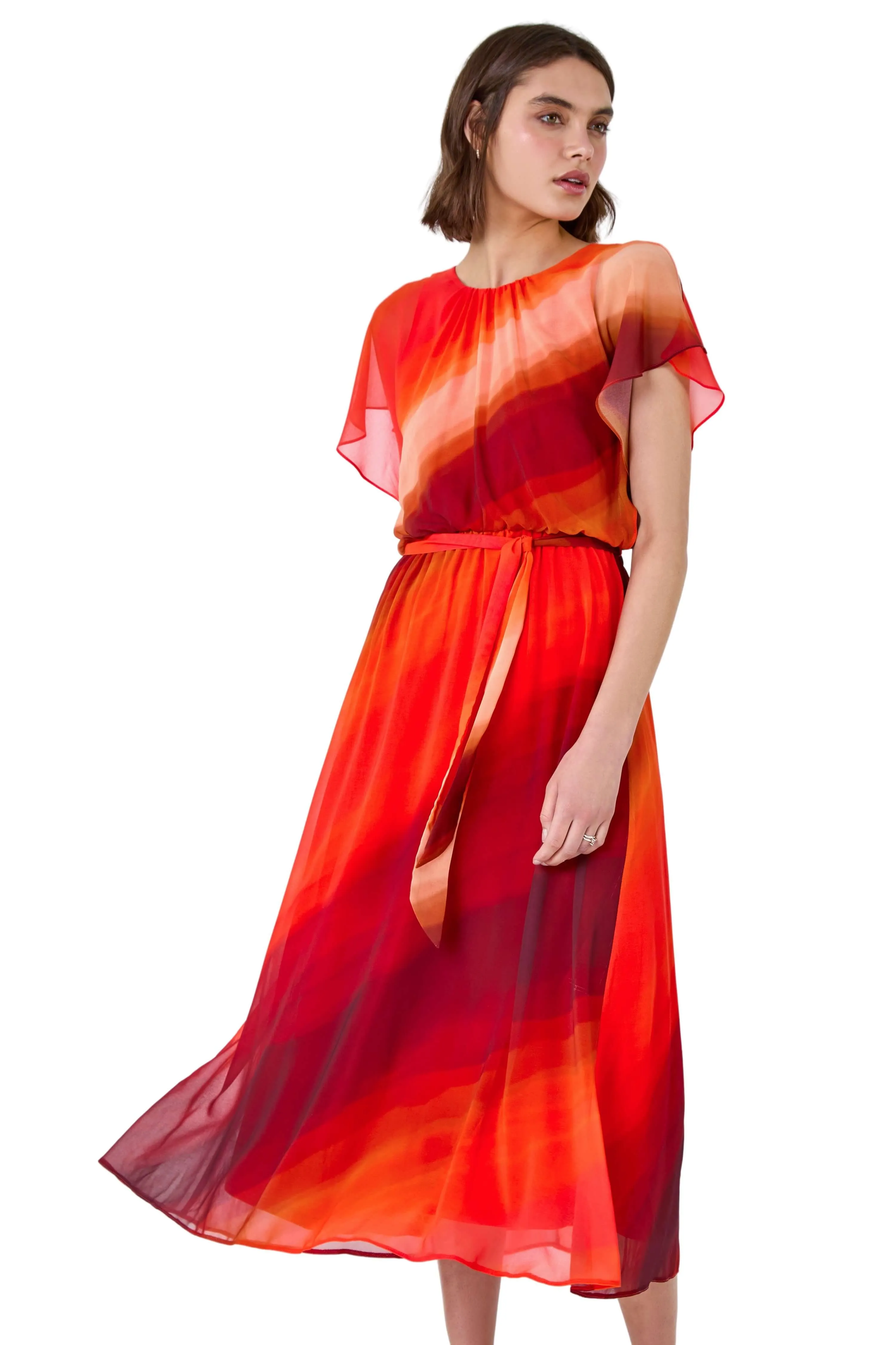 Ombre Cape Sleeve Midi Dress 2 Ombre Cape Sleeve Midi Dress
