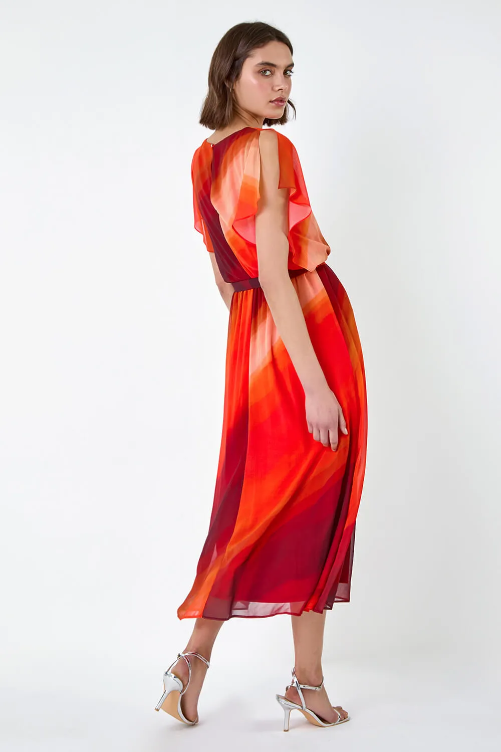 Ombre Cape Sleeve Midi Dress 3 Ombre Cape Sleeve Midi Dress