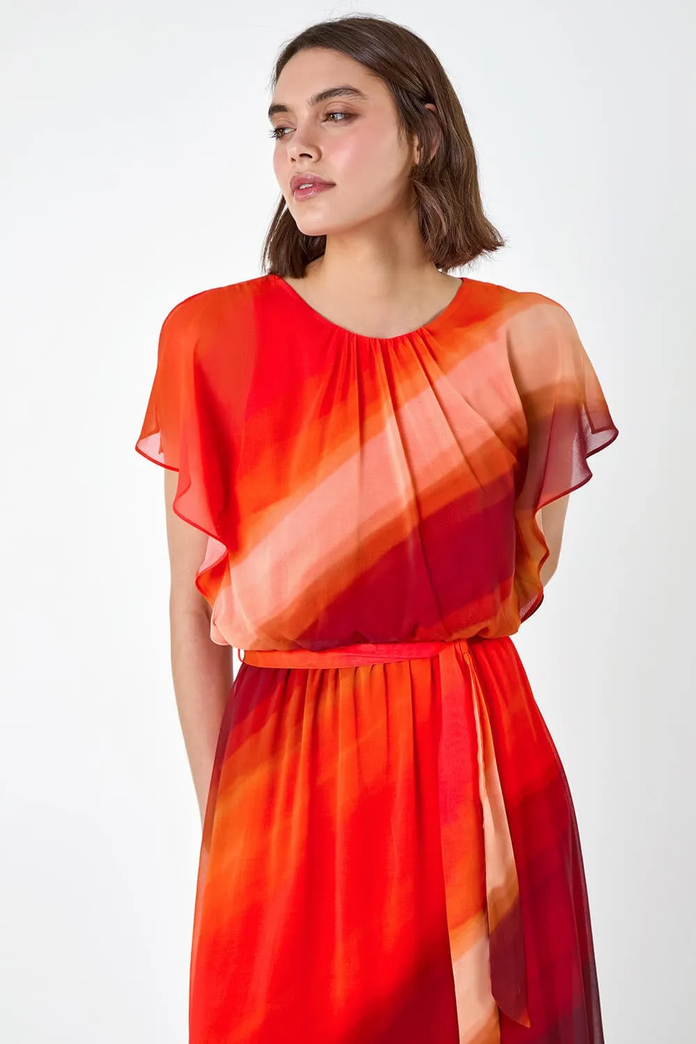 Ombre Cape Sleeve Midi Dress 4 Ombre Cape Sleeve Midi Dress