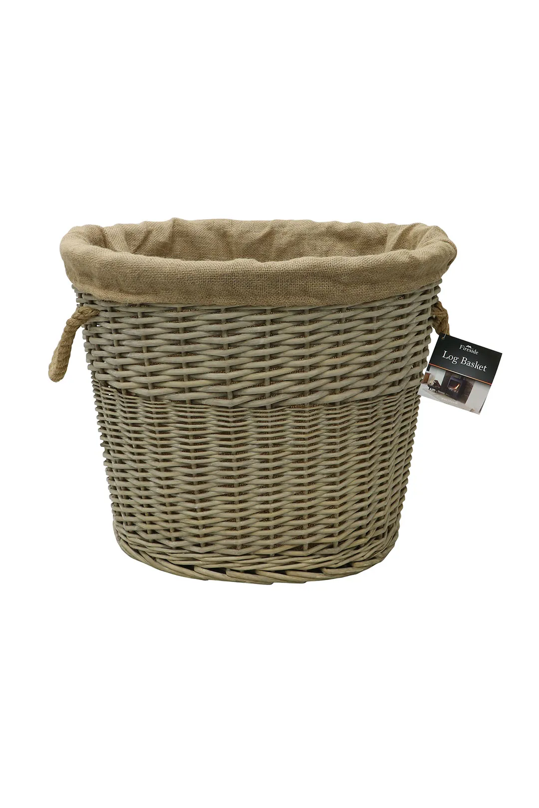 Antique Wash Oval Lined Chunky log Basket 1 Antique Wash Oval Lined Chunky log Basket