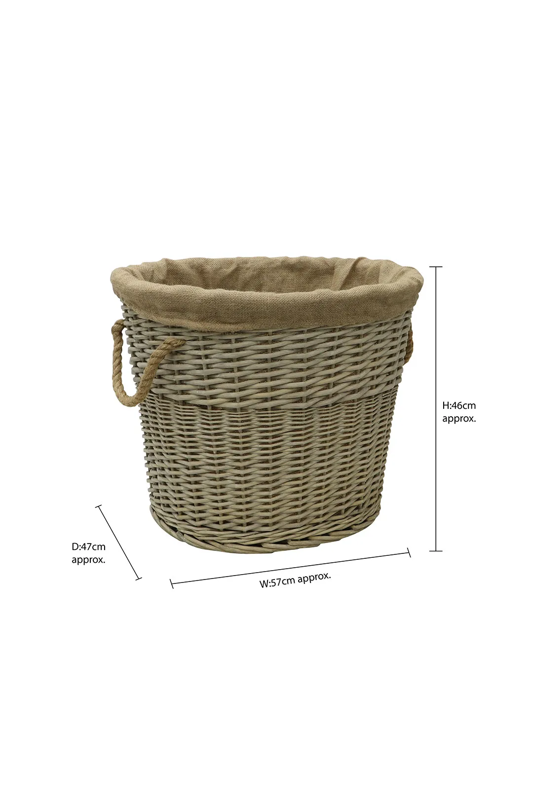 Antique Wash Oval Lined Chunky log Basket 6 Antique Wash Oval Lined Chunky log Basket