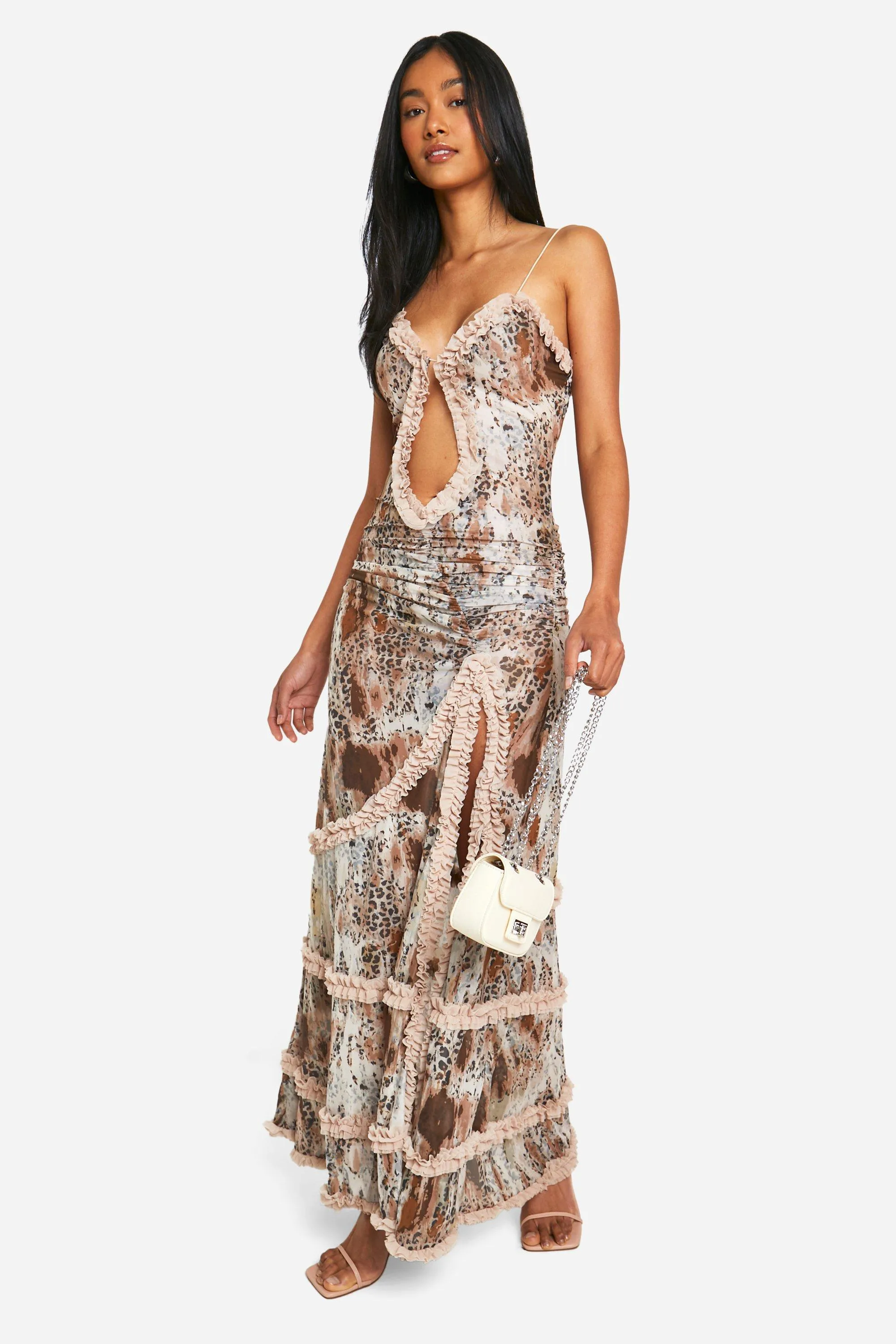 Animal Cut Out Extreme Ruffle Maxi