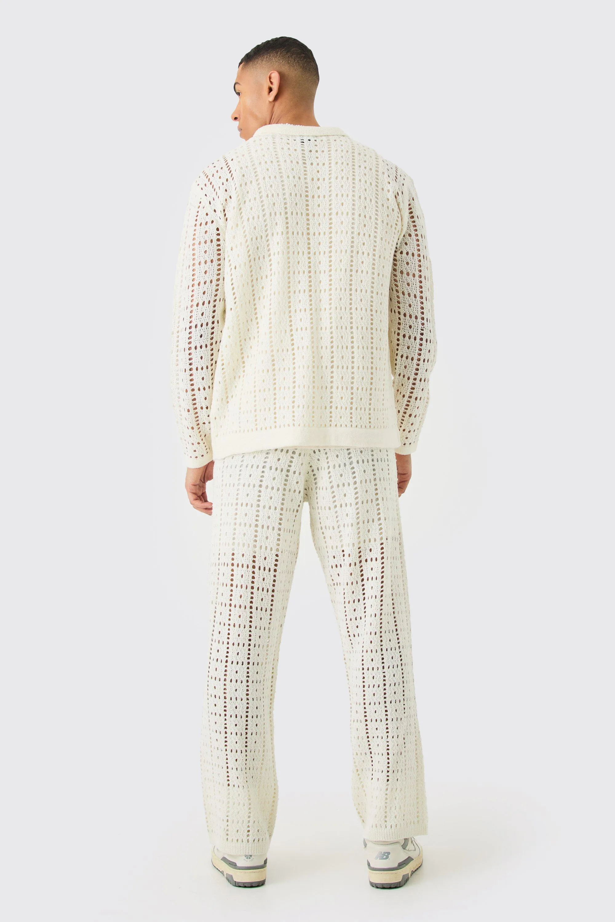Relaxed Fit Crochet Trousers In White 2 Relaxed Fit Crochet Trousers In White