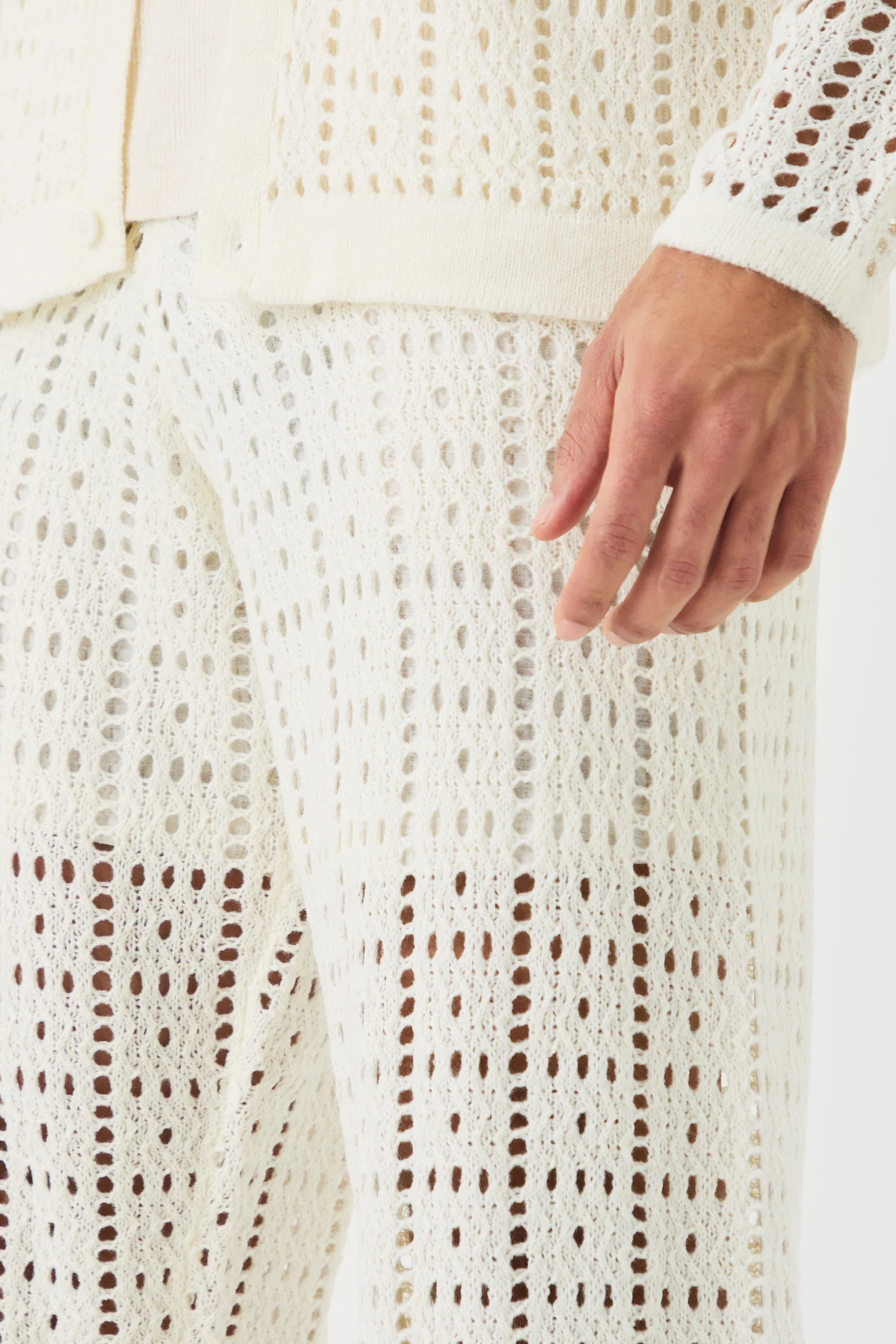 Relaxed Fit Crochet Trousers In White 3 Relaxed Fit Crochet Trousers In White