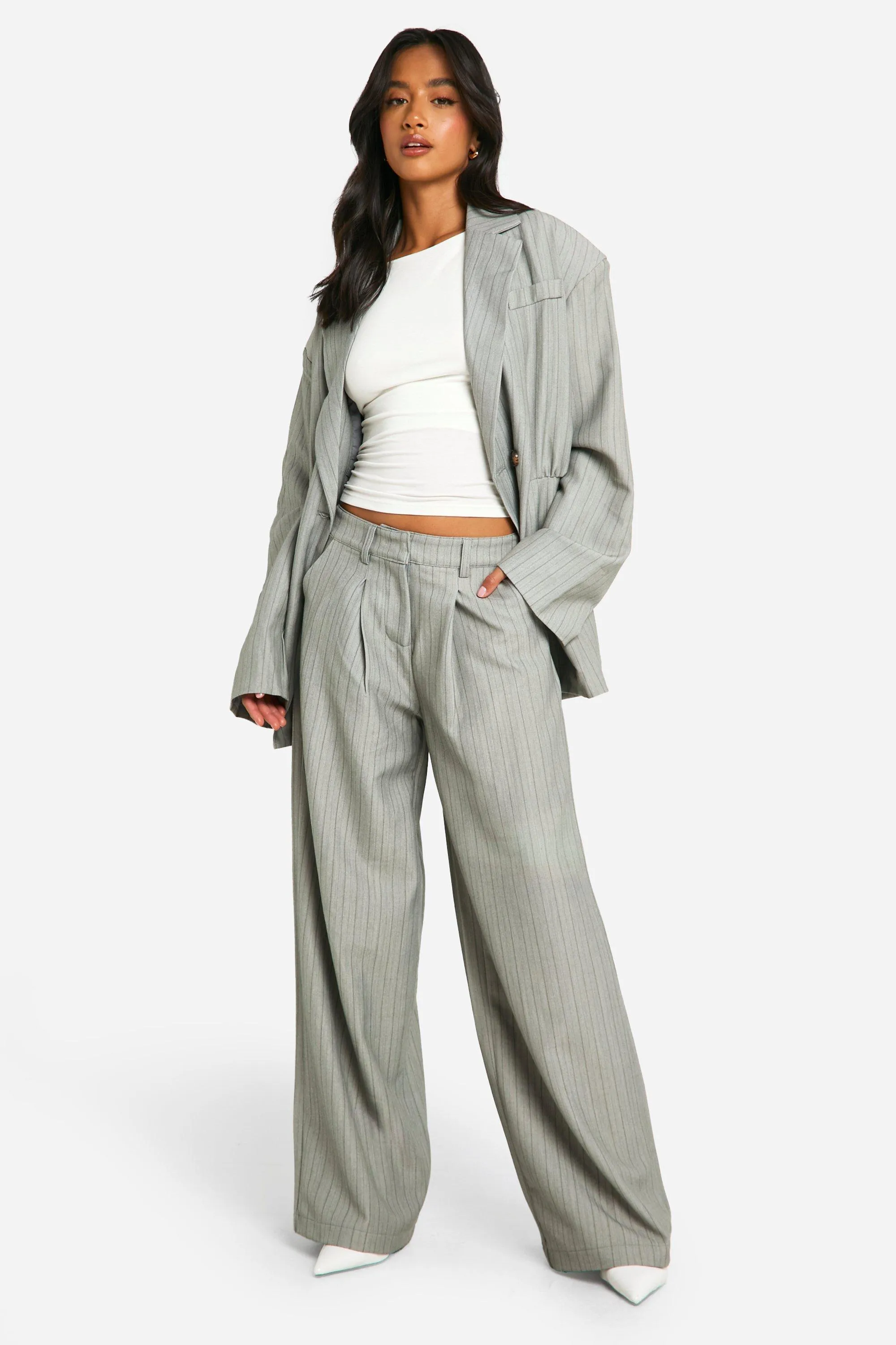 Petite Pinstripe Wide Leg Trousers 1 Petite Pinstripe Wide Leg Trousers