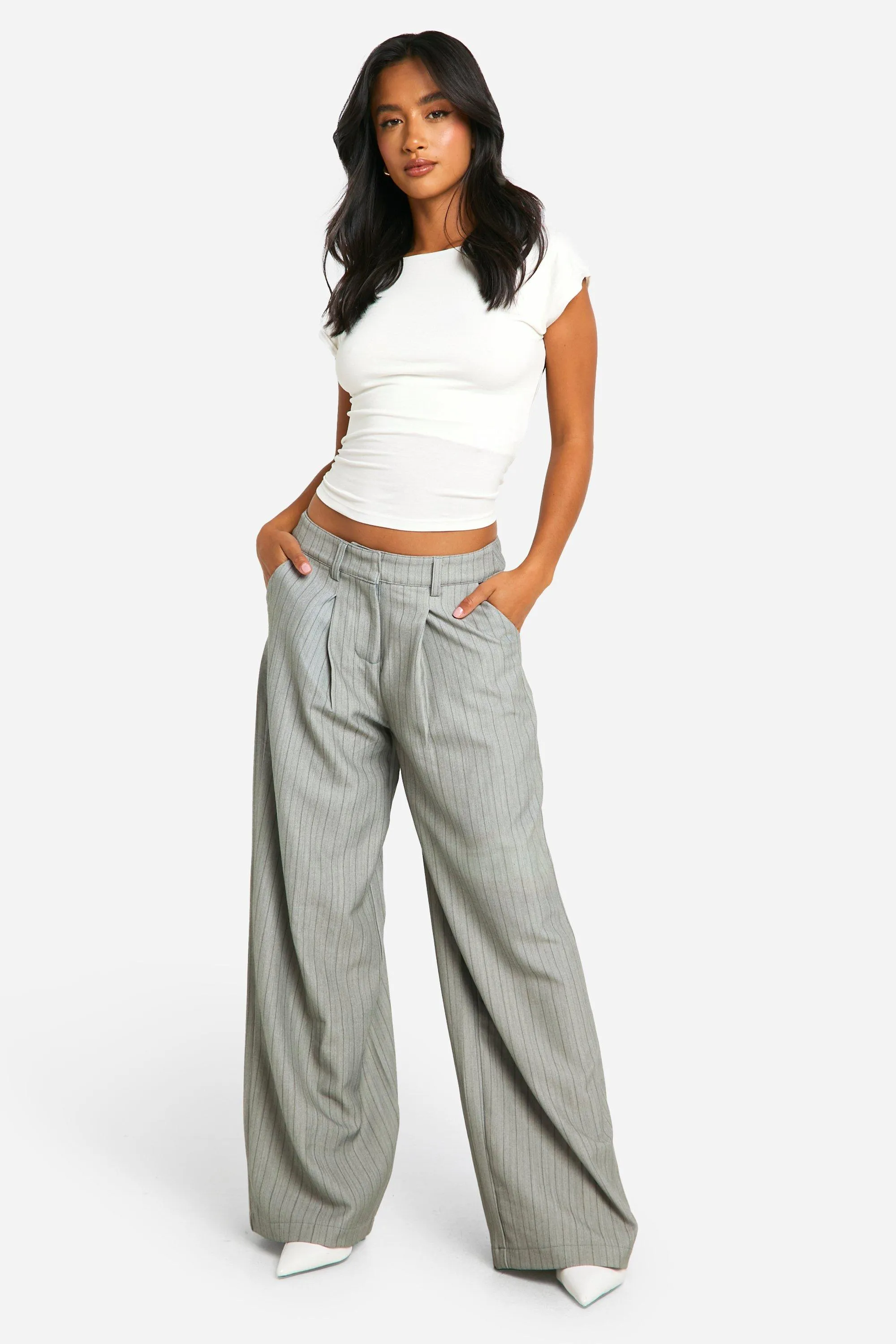 Petite Pinstripe Wide Leg Trousers 3 Petite Pinstripe Wide Leg Trousers