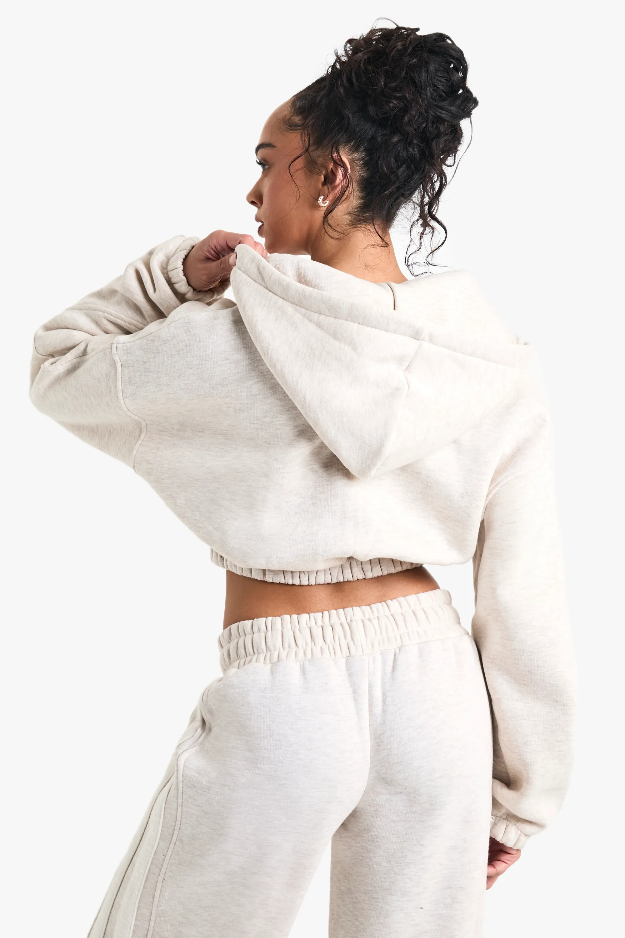 Cropped Zip Through Seam Detail Hoodie 2 Cropped Zip Through Seam Detail Hoodie