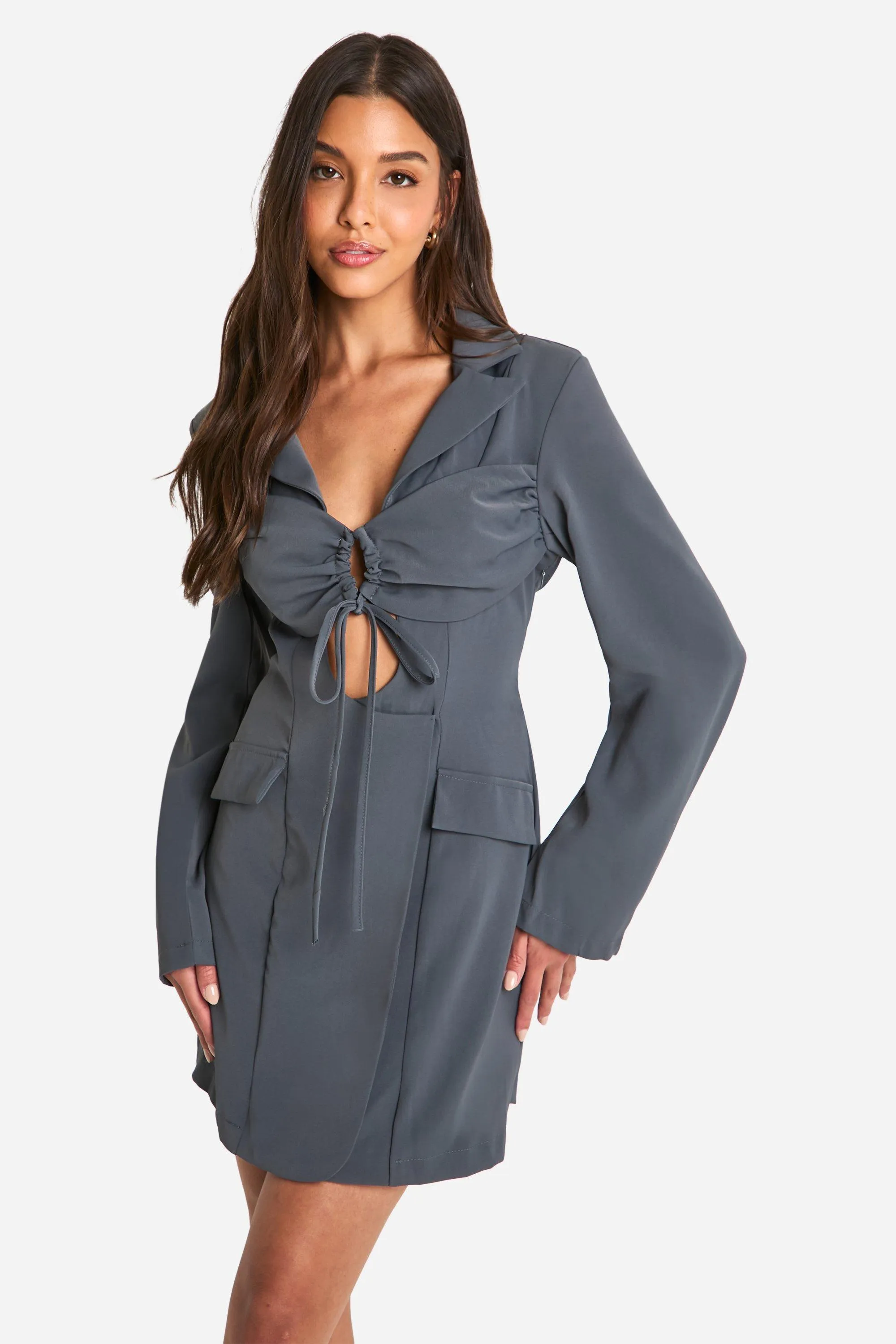 Tie Front Blazer Dress 1 Tie Front Blazer Dress